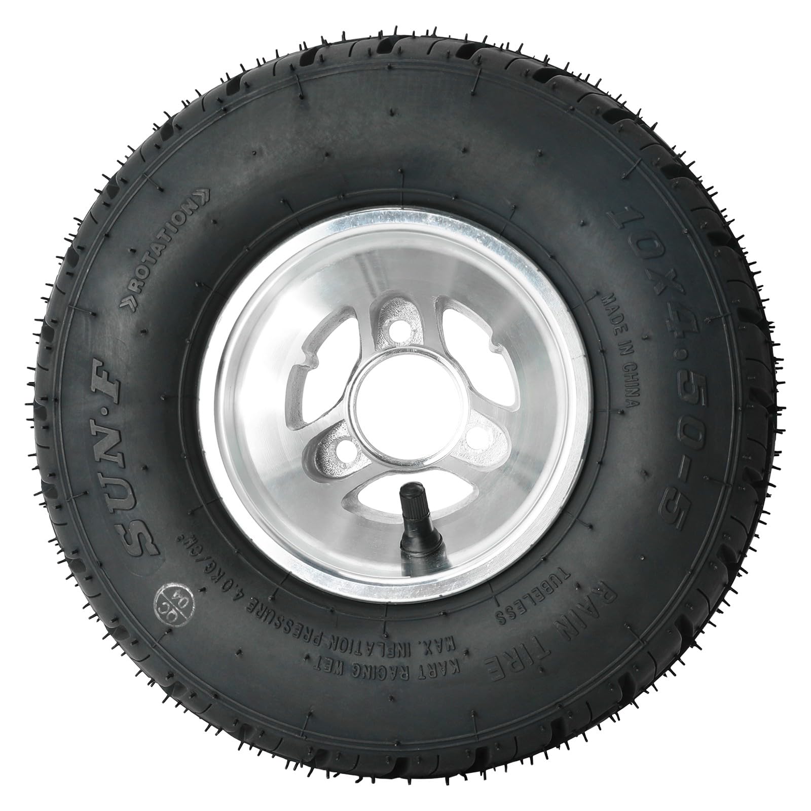 Universal 810mm 32in Rear Axle Shaft Kit with Chain Sprocket, Pillow Block & Racing Wheels - 10x4.50-5 Front Rain Tire & 11x7.10-5 Rear Tire Rim (3 Stud) - Compatible with Go Karts, ATV Quads, Trikes & Golf Carts - Ideal for Racing, Off-Roading & Utility Vehicles