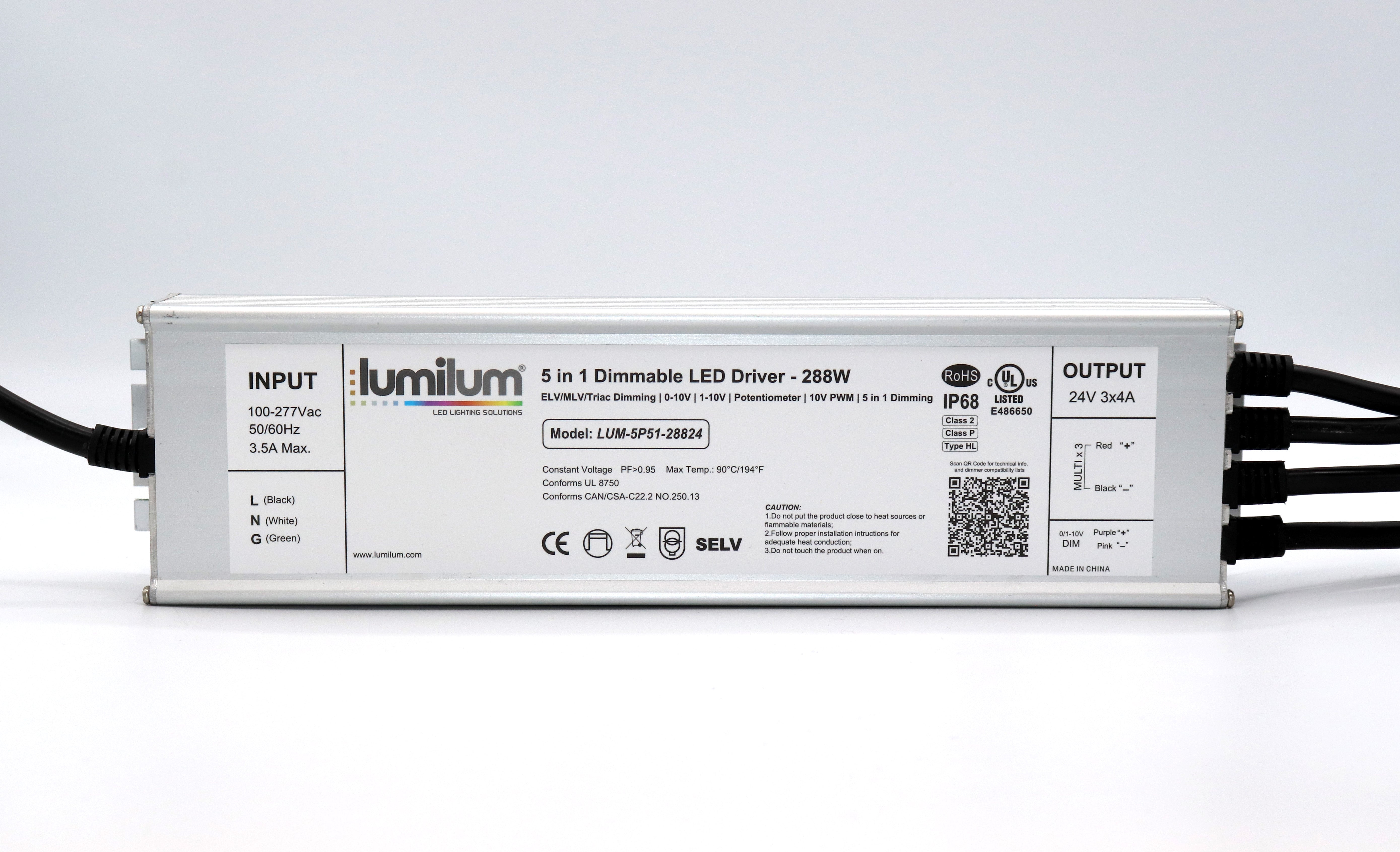 24V 5-in-1 Waterproof Dimmable LED Driver - 40W to 288W Universal Power Supply for Outdoor & Indoor LED Lighting, Landscape, Signage & Architectural Lighting Projects