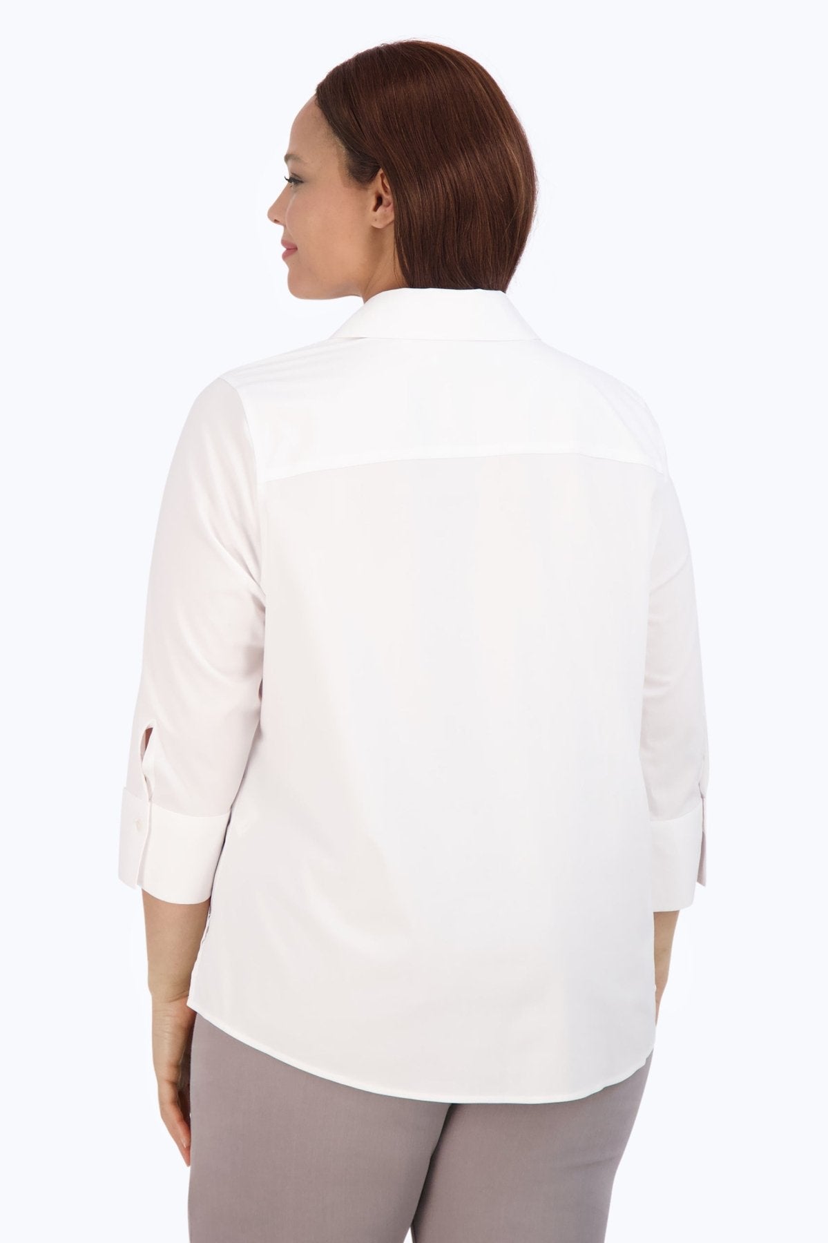Mary Plus No Iron Stretch 3/4 Sleeve Shirt - Wrinkle-Free Comfort Fit Blouse for Work & Casual Wear | Office, Travel & Everyday Outfits