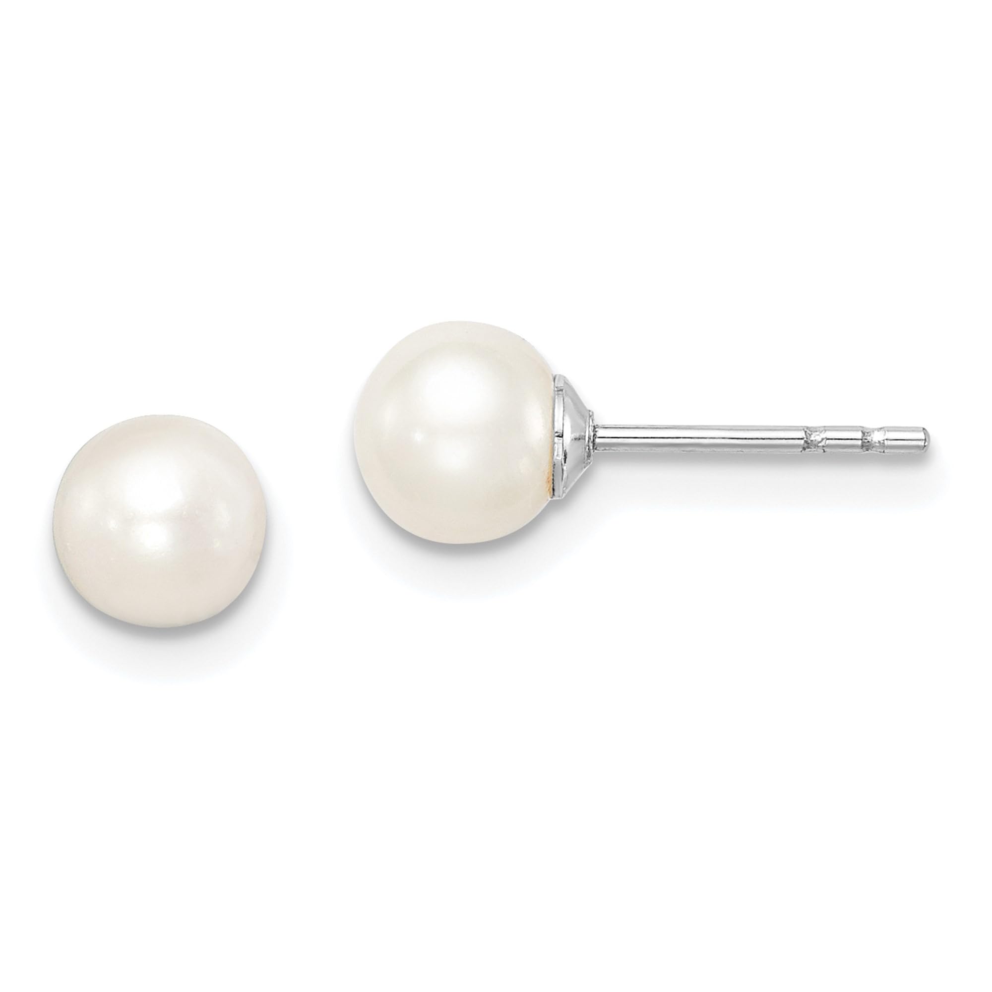 925 Sterling Silver 5mm White Round Freshwater Cultured Pearl Stud Earrings for Women - Elegant Pearl Jewelry Gift for Bridal, Wedding, Anniversary & Everyday Wear