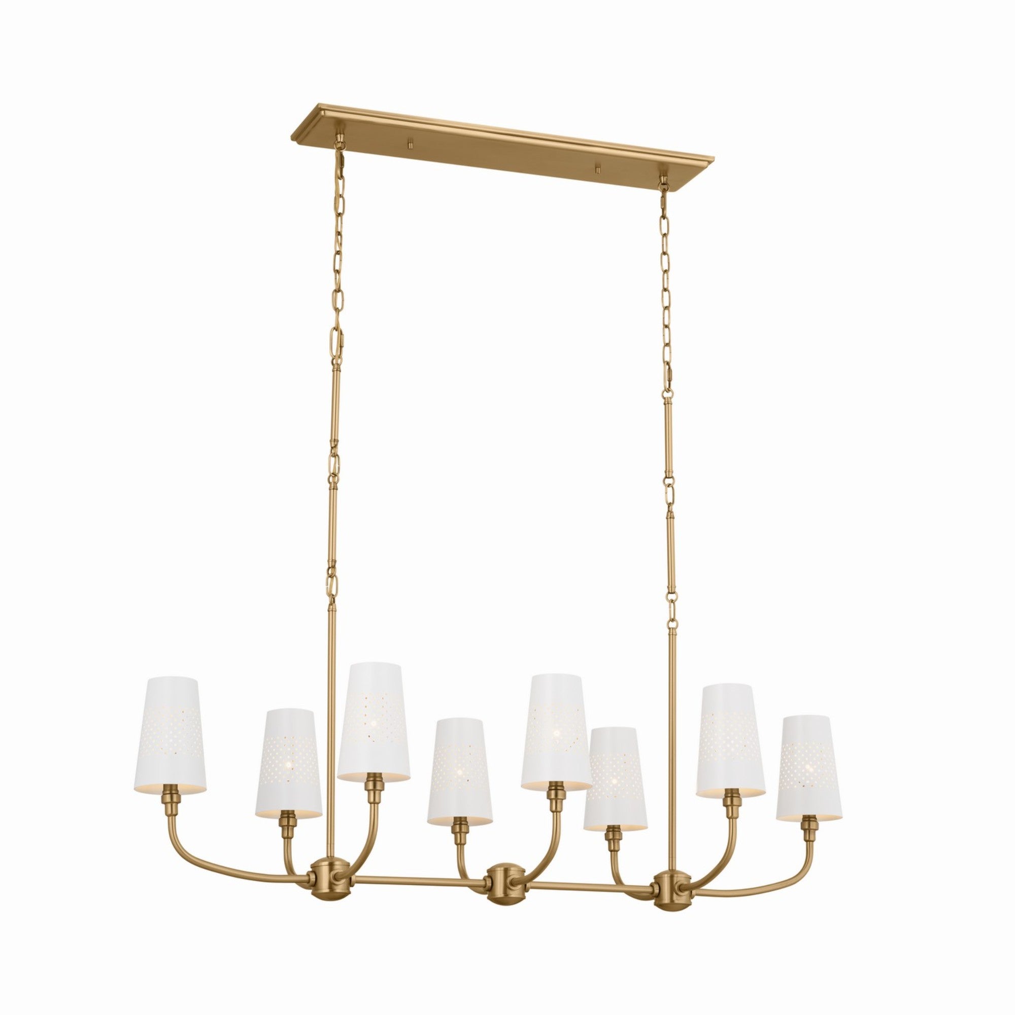 47-inch 8-Light Brushed Brass Chandelier by Adeena - Elegant Dining Room & Living Room Lighting Fixture for Modern Home Decor