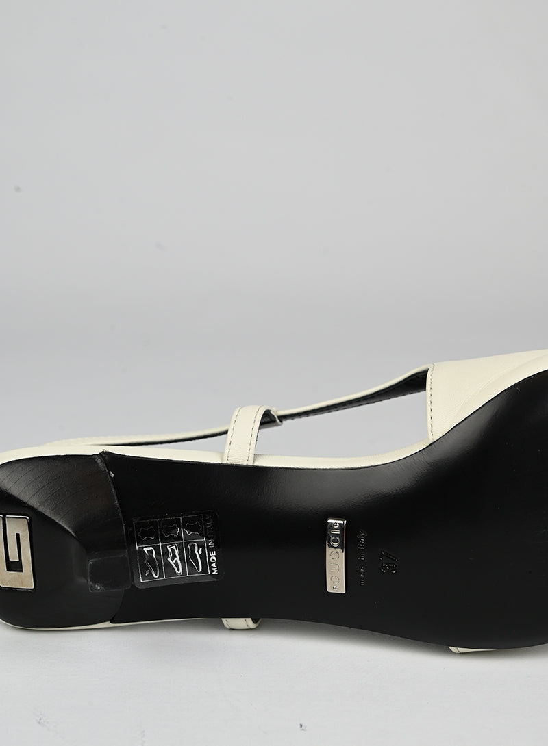 Gucci White Leather Slingback Heels Women's Size 37 - Perfect for Parties, Weddings & Office Wear