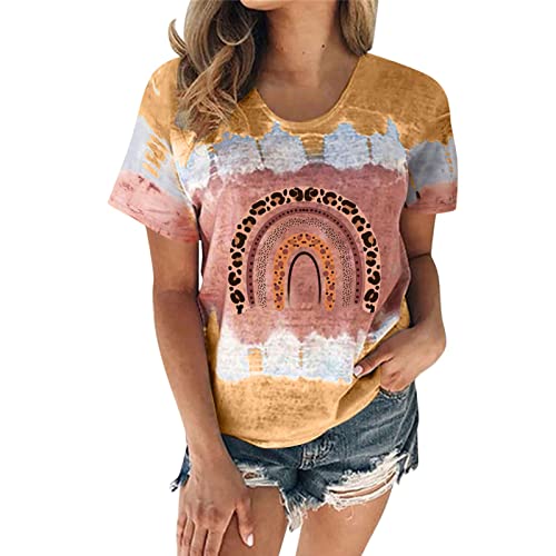 Women's Summer T-Shirt - Casual Loose Fit O-Neck Tunic Top with Short Sleeves | Trendy & Comfortable Ladies Blouse for Everyday Wear | Perfect for Beach, Vacation, and Summer Outfits (Khaki, Large)