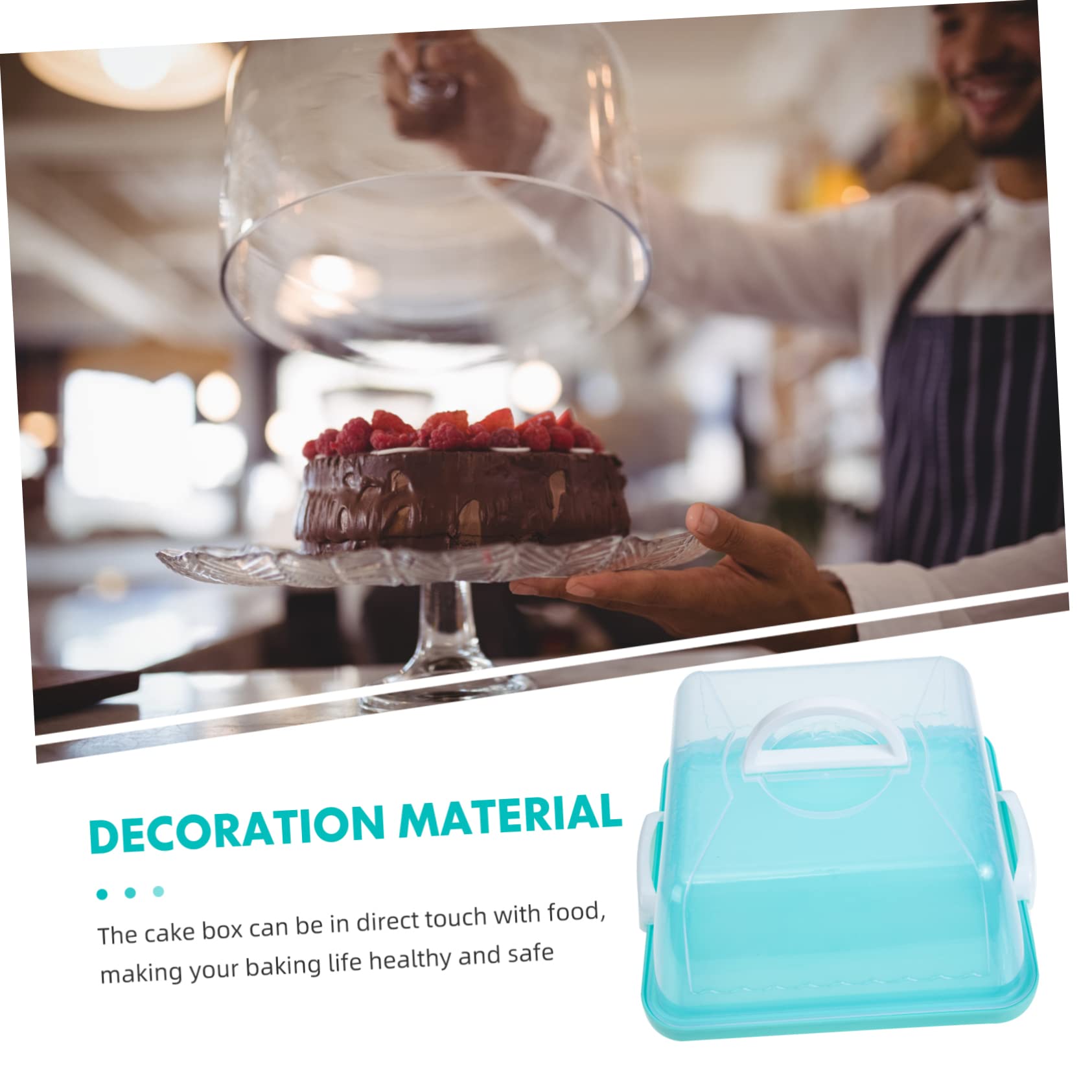 BESPORTBLE 8-Inch Blue Plastic Cake Container with Lid & Handle - Round Dome Cake Stand for Cupcakes, Pies & Desserts - Perfect for Transport, Storage & Party Display