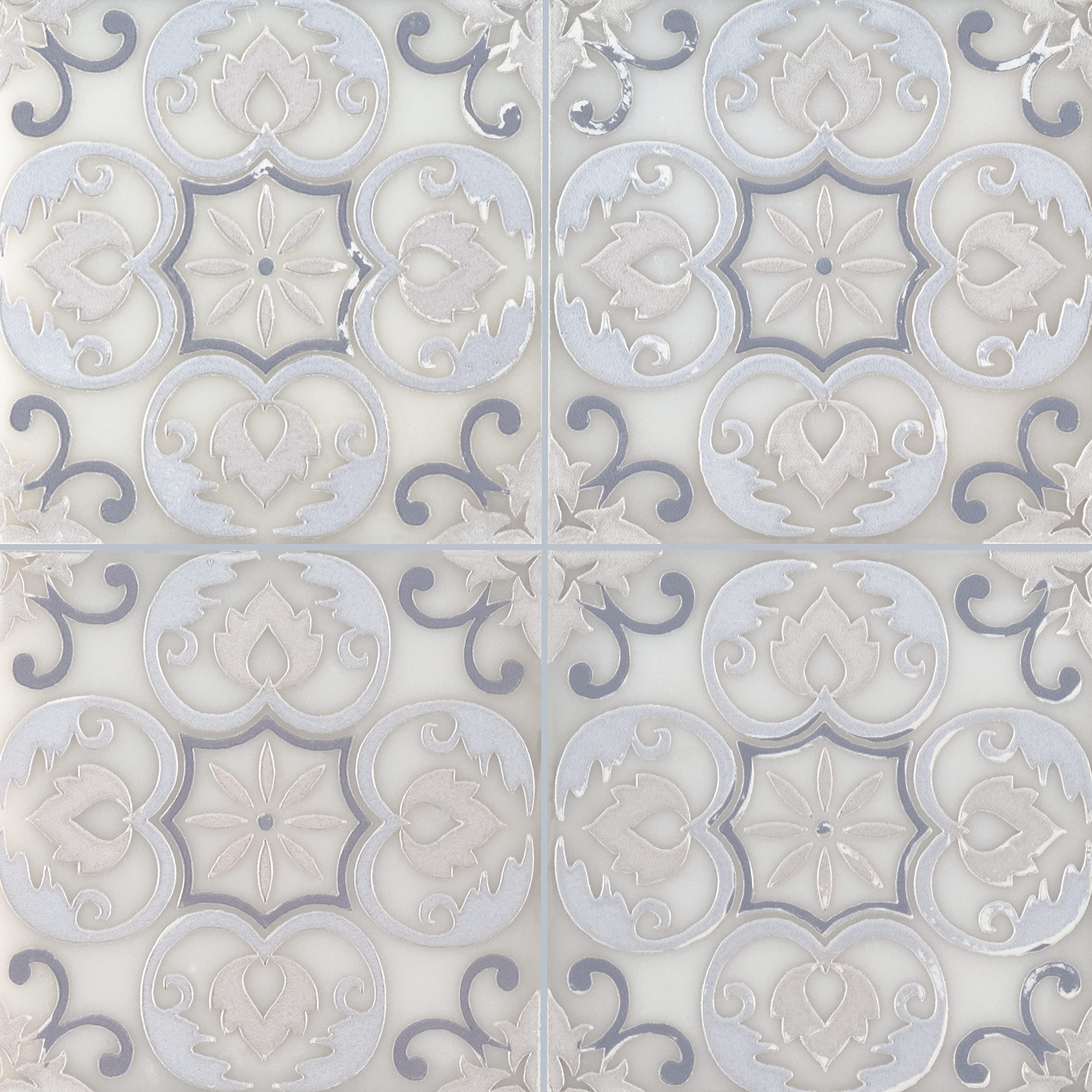 MSI Tetris Florita Blanco 6x6 Inch White Marble Mosaic Tile - Premium Kitchen Backsplash, Bathroom Wall & Shower Tile, Durable Floor Tile for Home & Commercial Use - Cool White Square Tile for Modern Interior Design