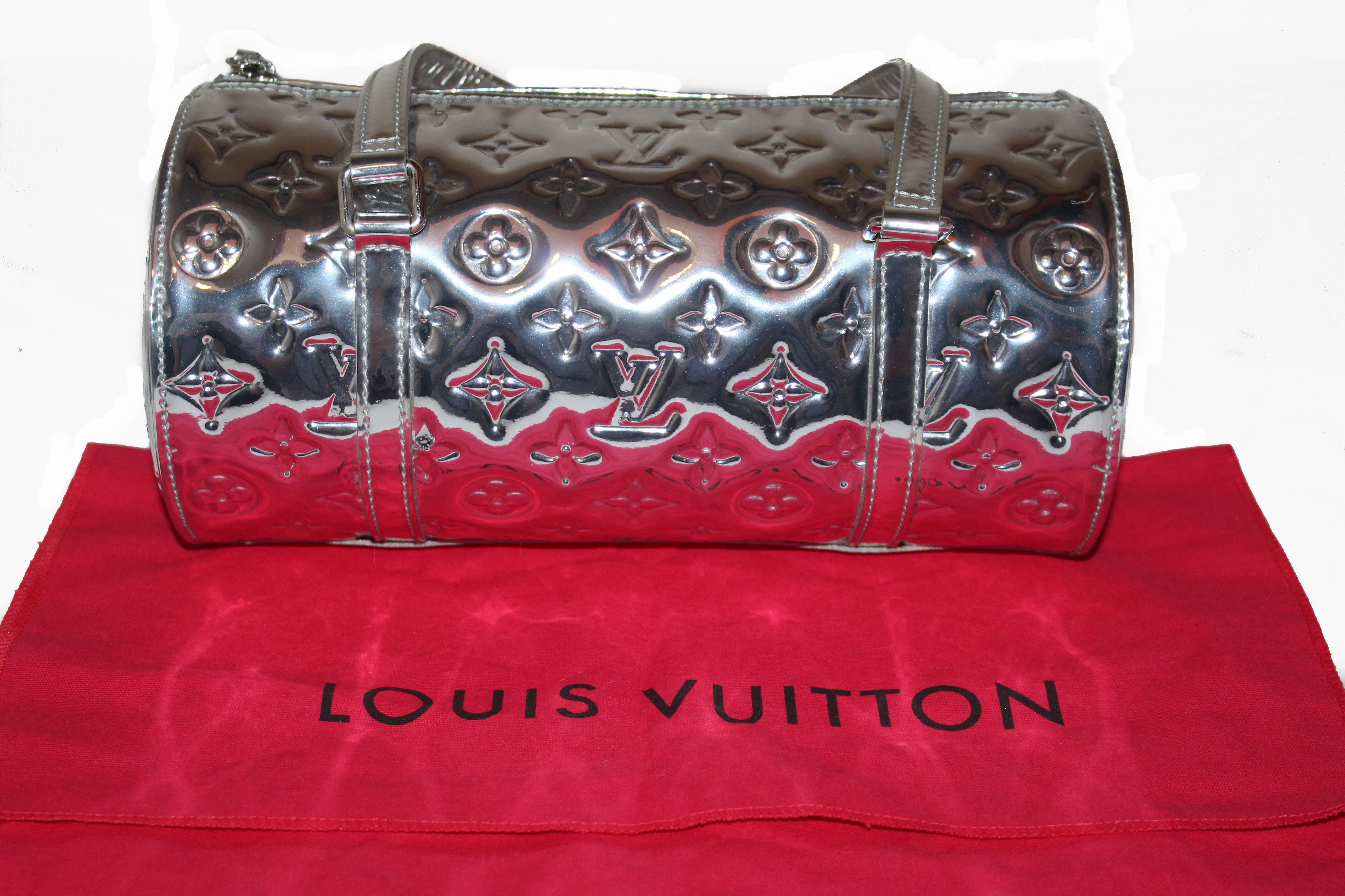 Authentic Louis Vuitton Silver Mirror Papillon 26 Handbag - Limited Edition Luxury Shoulder Bag for Women | Perfect for Parties, Date Nights & Special Occasions