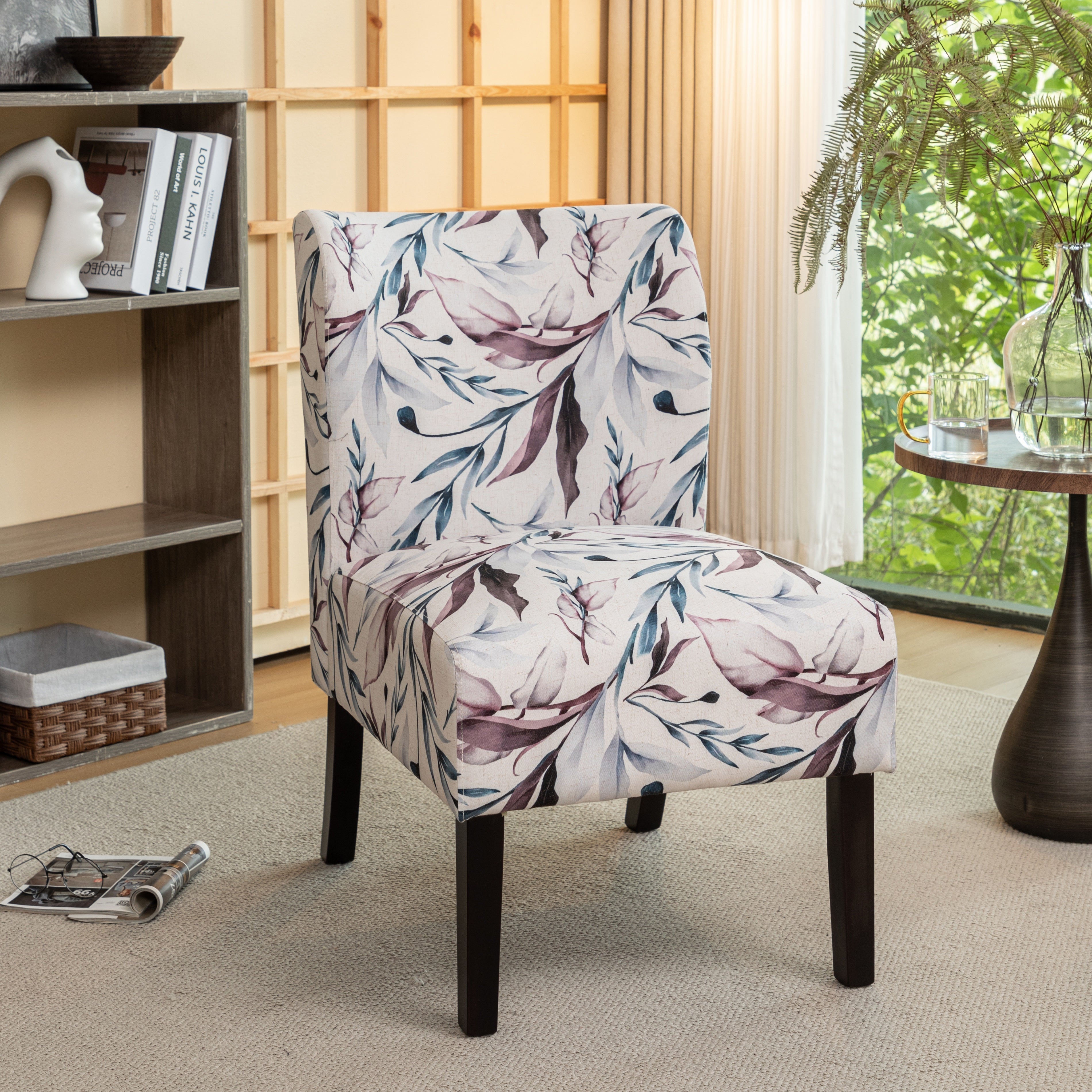 Modern Capa Fabric Armless Accent Chair by Roundhill Furniture - Stylish Contemporary Living Room Seating for Home Office, Lounge & Reading Nook