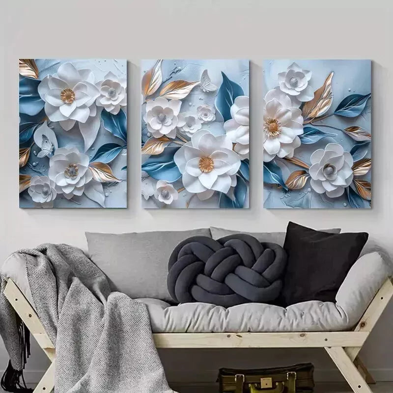 3-Piece Floral Wall Art Set - Framed Canvas Prints 50x70cm - High Quality Australian Made Wall Decor - Perfect for Living Room, Bedroom & Office Decor