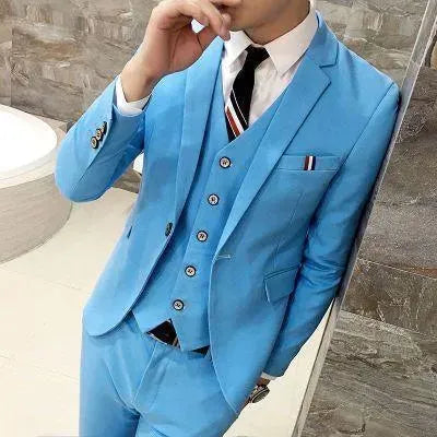 Vibrant Candy Color 3-Piece Suit Set for Men - Formal & Business Attire - Perfect for Weddings, Office & Special Occasions