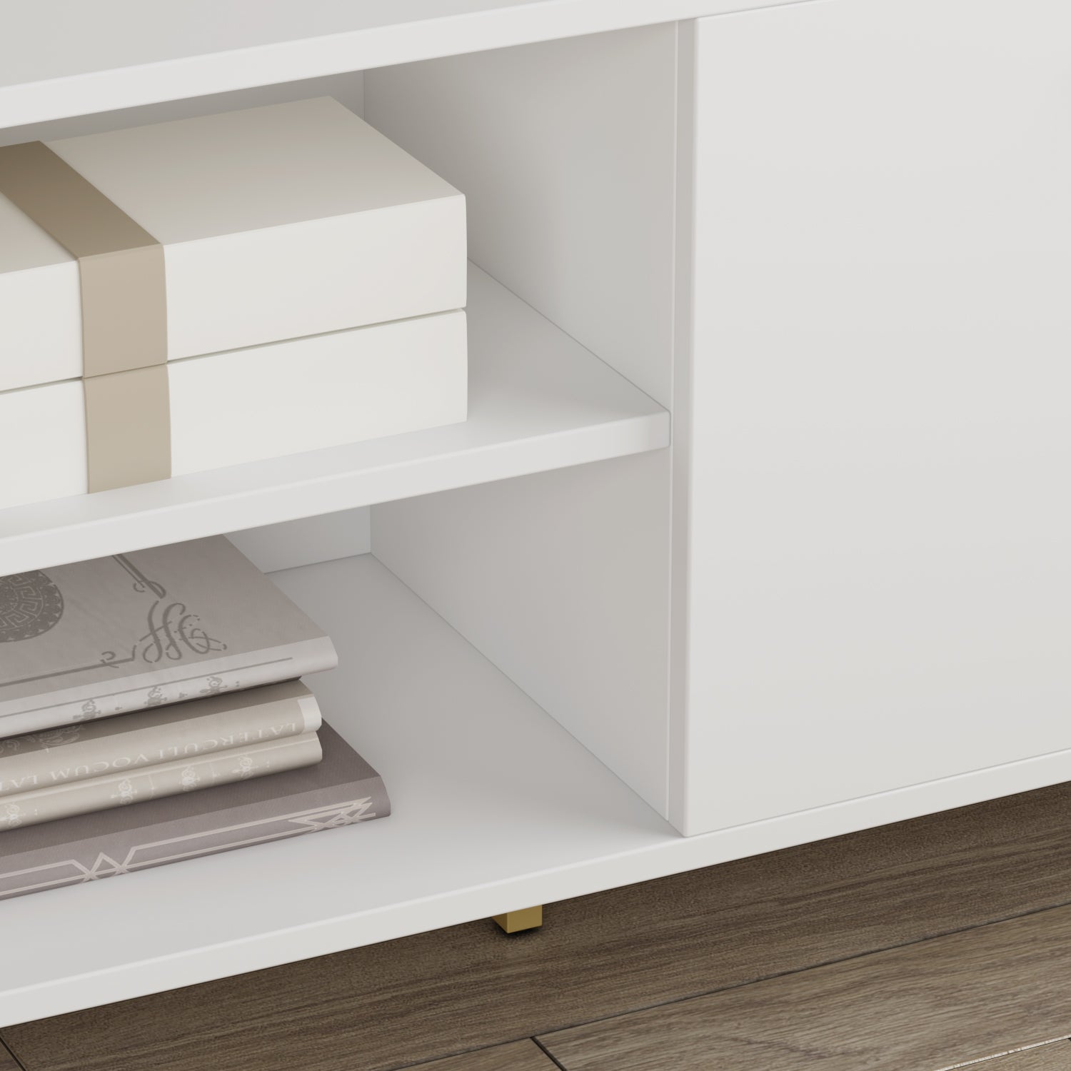Modern TV Stand with Storage - Media Console & Entertainment Center for Living Room, Bedroom, Home Theater - Wooden TV Cabinet with Shelves for Electronics & Decor