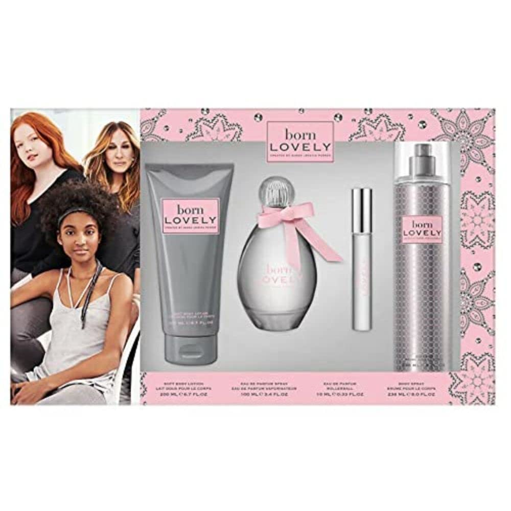 Sarah Jessica Parker Born Lovely Eau de Parfum Set - 100ml & 10ml Perfume, 200ml Body Lotion & 236ml Body Mist for Women | Gift Set for Her, Daily Fragrance & Special Occasions
