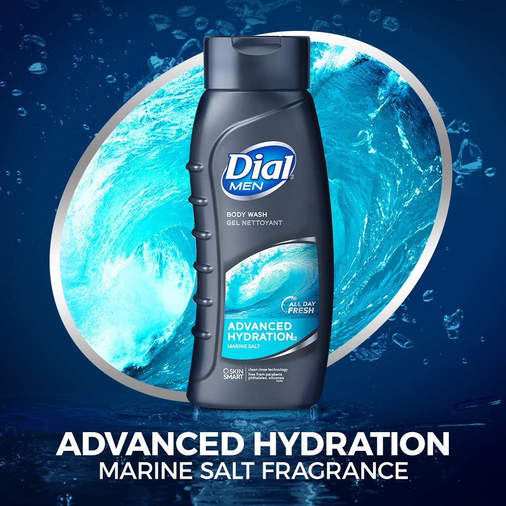 Dial Men Body Wash for Dry Skin - Advanced Hydration Formula, 16 fl oz (Pack of 6) - Refreshing Shower Gel for Daily Use, Gym & Post-Workout Cleansing
