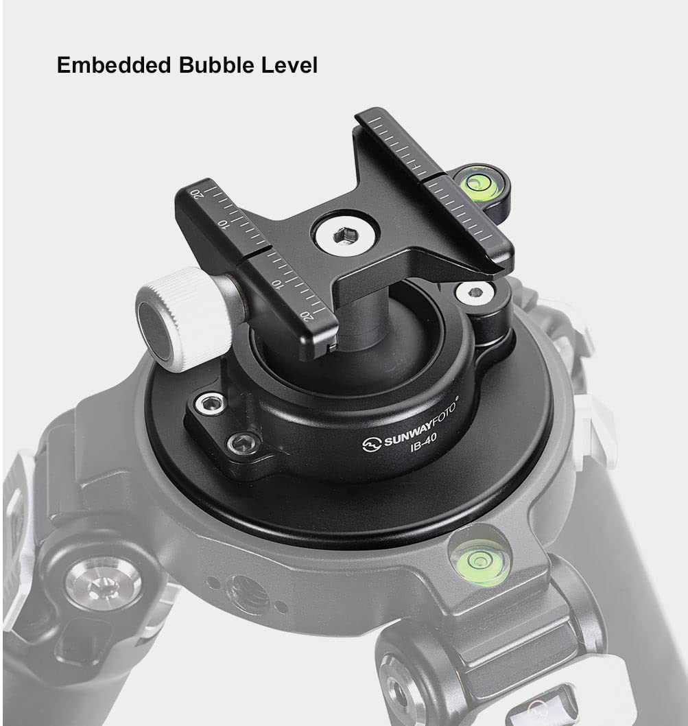 Sunwayfoto IB-40S Low Profile 40mm Ball Head for Tripod with Lever Lock - Arca/RRS Compatible Clamp - Perfect for Landscape Photography, Travel & DSLR Camera Support