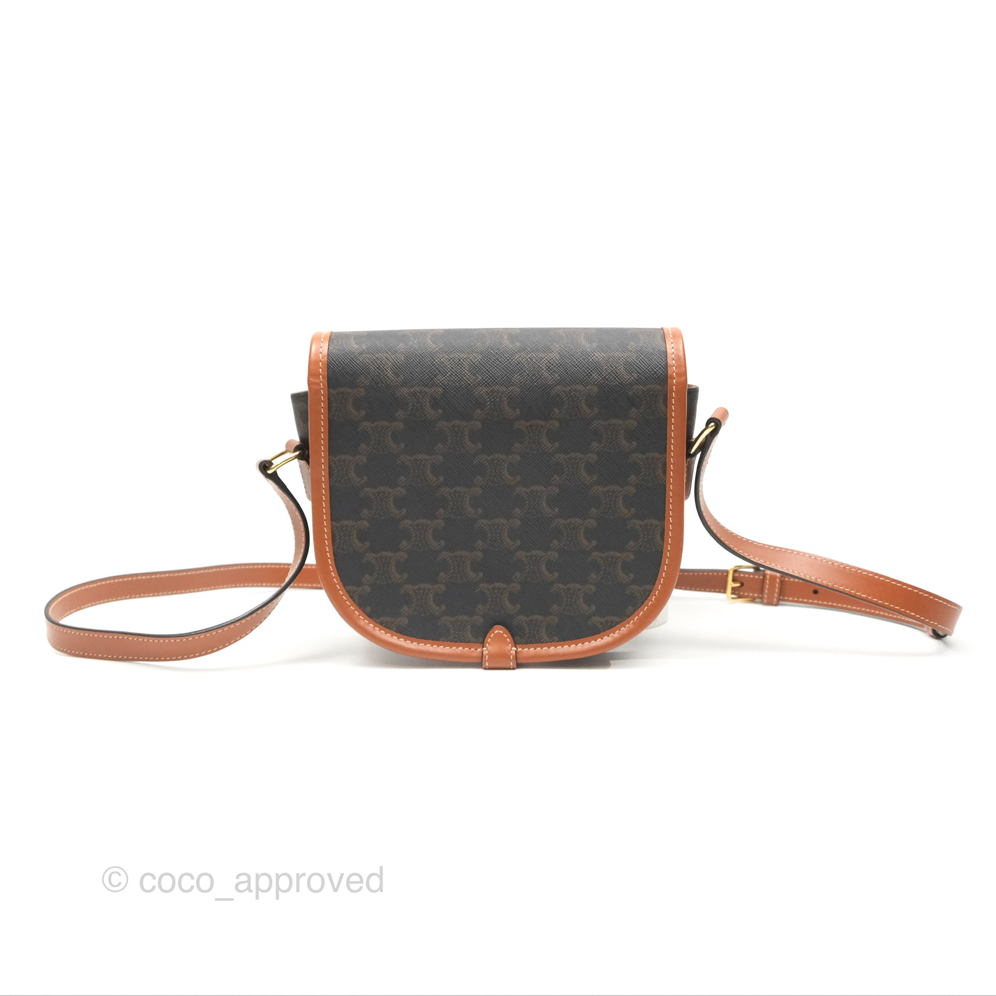 Celine Medium Triomphe Canvas Folco Bag in Tan - Luxury Crossbody Handbag for Women, Perfect for Work, Travel & Everyday Use