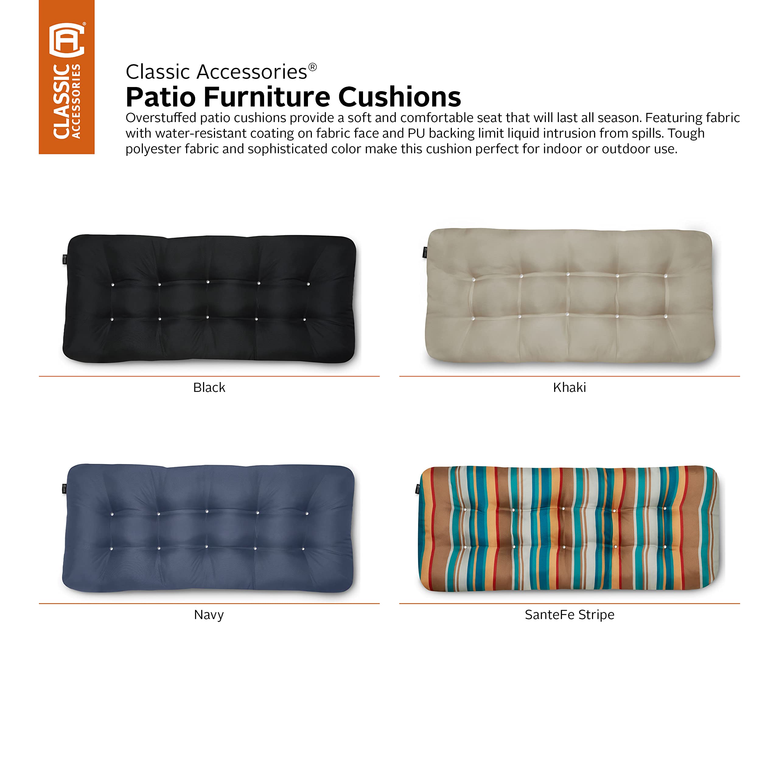 Water-Resistant Patio Bench Cushion 54x18x5 - Santa Fe Stripe for Outdoor/Indoor Seating