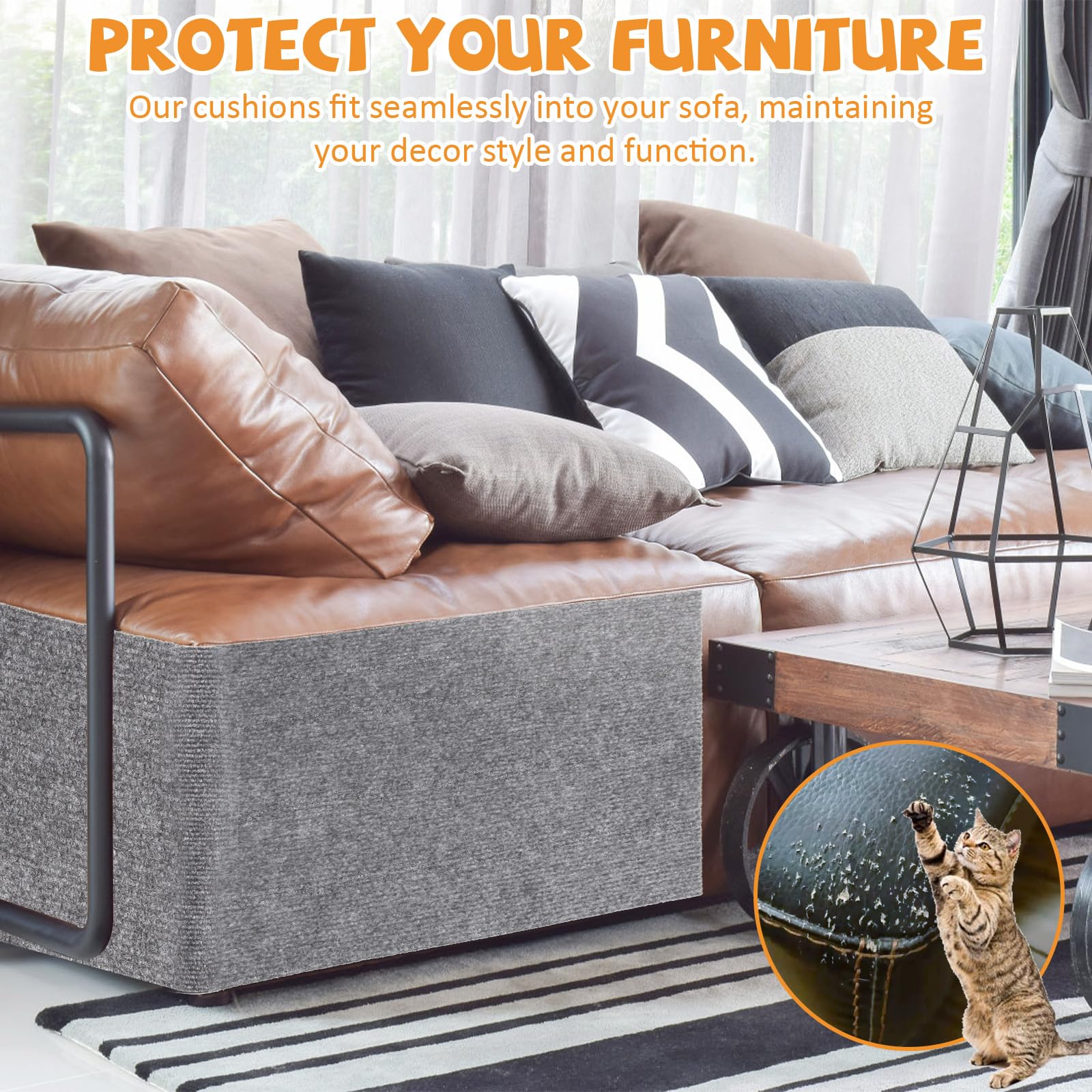 Self-Adhesive Cat Scratch Protector for Couches & Furniture - DIY Wall Mount Climbing Scratcher Pad - Protect Your Home from Cat Scratches | Perfect for Living Room, Bedroom & Home Decor