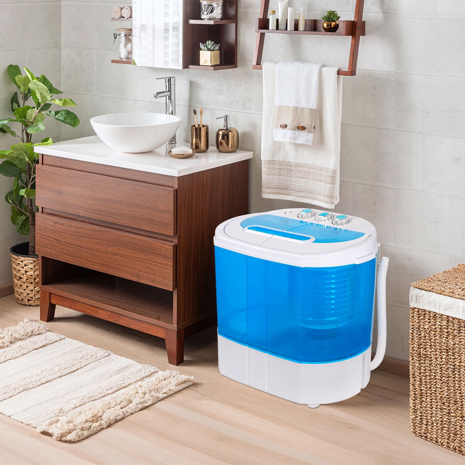 ZenStyle Portable Twin Tub Washing Machine - 9.9 LB Capacity Compact Top Load Washer & Spinner with 6.57 FT Inlet Hose - Perfect for Apartments, RVs, Camping & Small Spaces