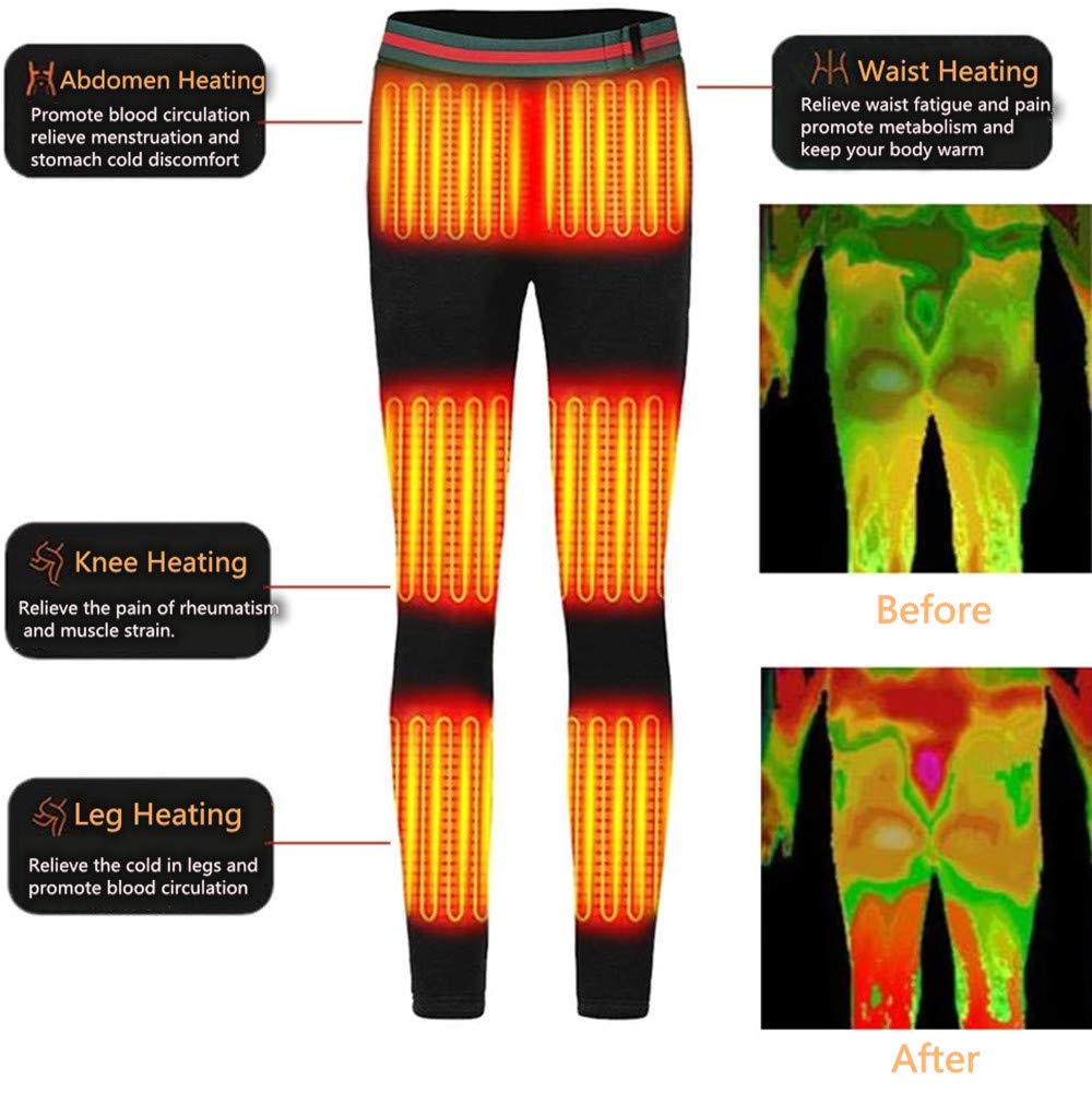 Electric Heating Pants for Women & Men - USB Rechargeable Winter Warm Thermal Leggings - Perfect for Outdoor Activities, Skiing, Hiking & Cold Weather