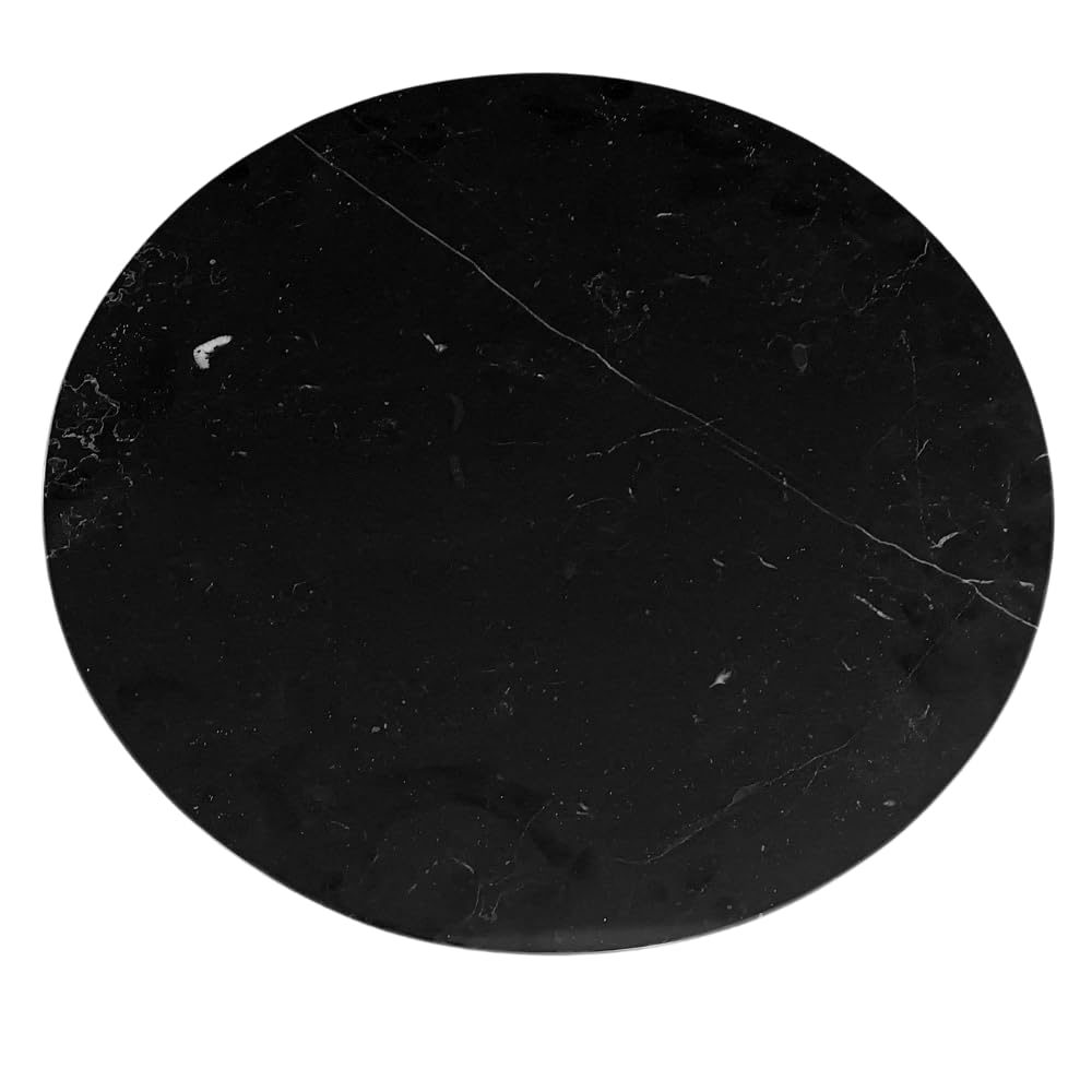 Custom Cut Round Black Marble Table Top - Nero Marquina Polished/Honed Stone for Cake Stands, Serving Trays, Centerpieces (13-22 Inch) - Perfect for Weddings, Restaurants & Home Decor