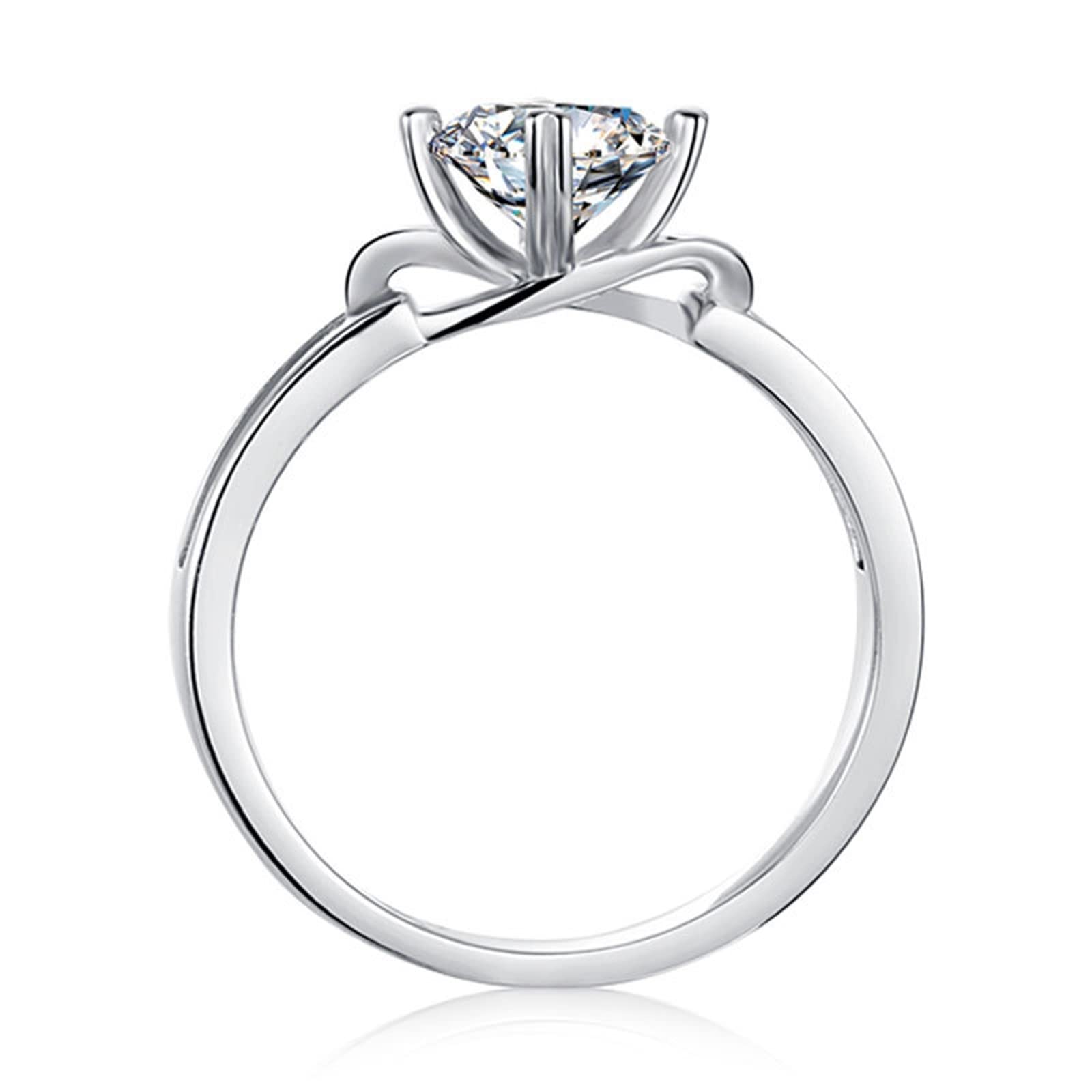 Women's Promise Rings - 925 Sterling Silver Moissanite Solitaire Heart Ring, 1ct Round Cut Hollow 4-Prong Setting - Perfect for Anniversaries, Engagements & Romantic Gifts