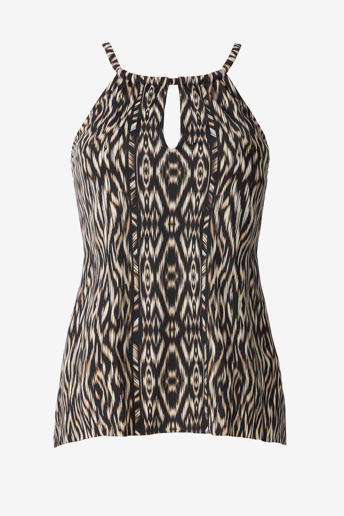 Plus Size Peephole Tankini Top in Topkapi - Stylish Swimwear for Women, Comfortable & Flattering Design - Perfect for Beach, Pool & Summer Vacations