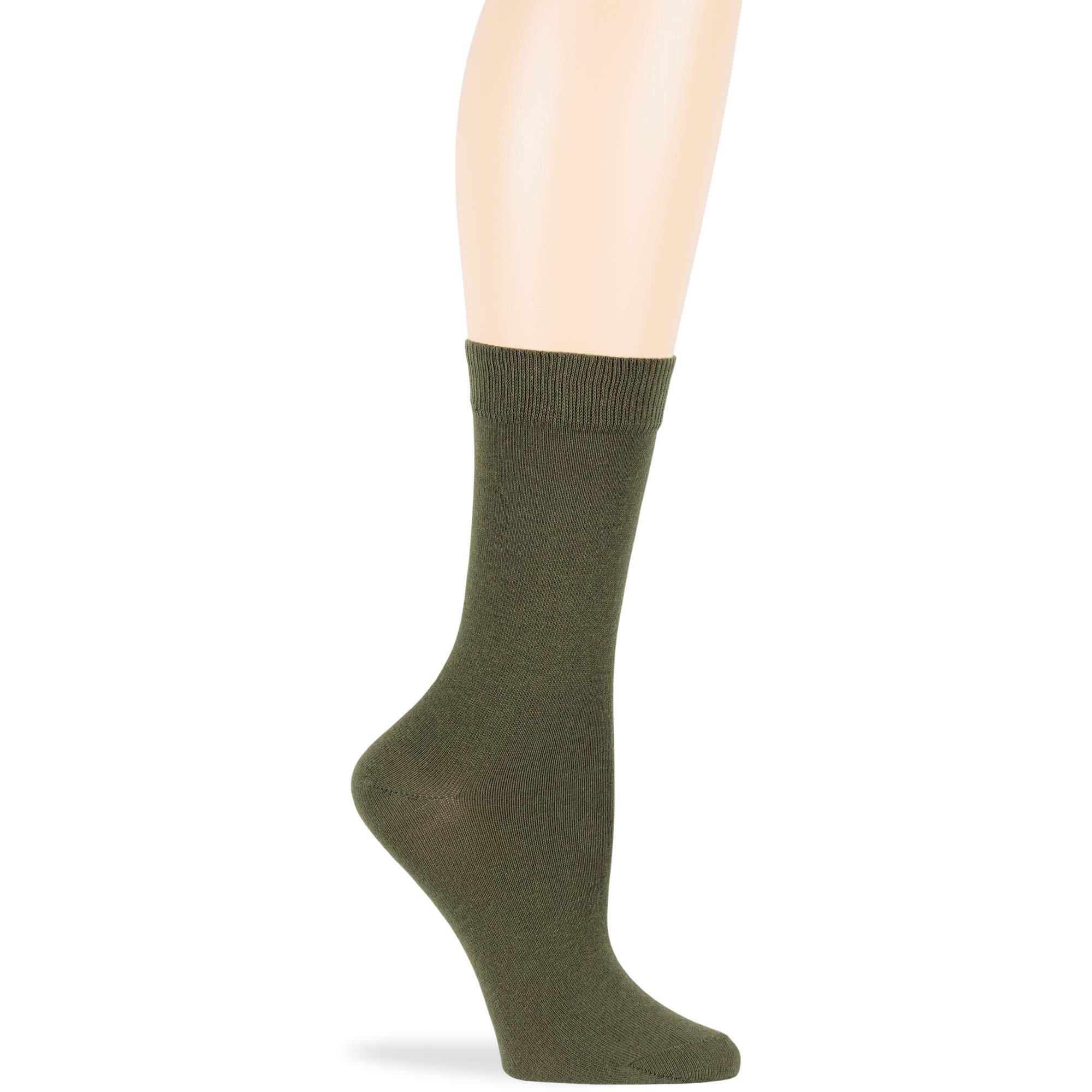 7BigStars Women's Cotton Crew Socks 4-Pack - Soft Breathable Casual Dress Socks in Black, Brown, Blue, Grey, Beige, Khaki & Olive Green - Perfect for Office, Daily Wear & Outfits Matching