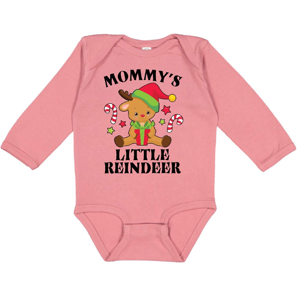 Inktastic Christmas Mommy's Little Reindeer with Candy Canes Long Sleeve Baby Bodysuit - Perfect for Holiday Photos, Family Gatherings & Festive Outfits