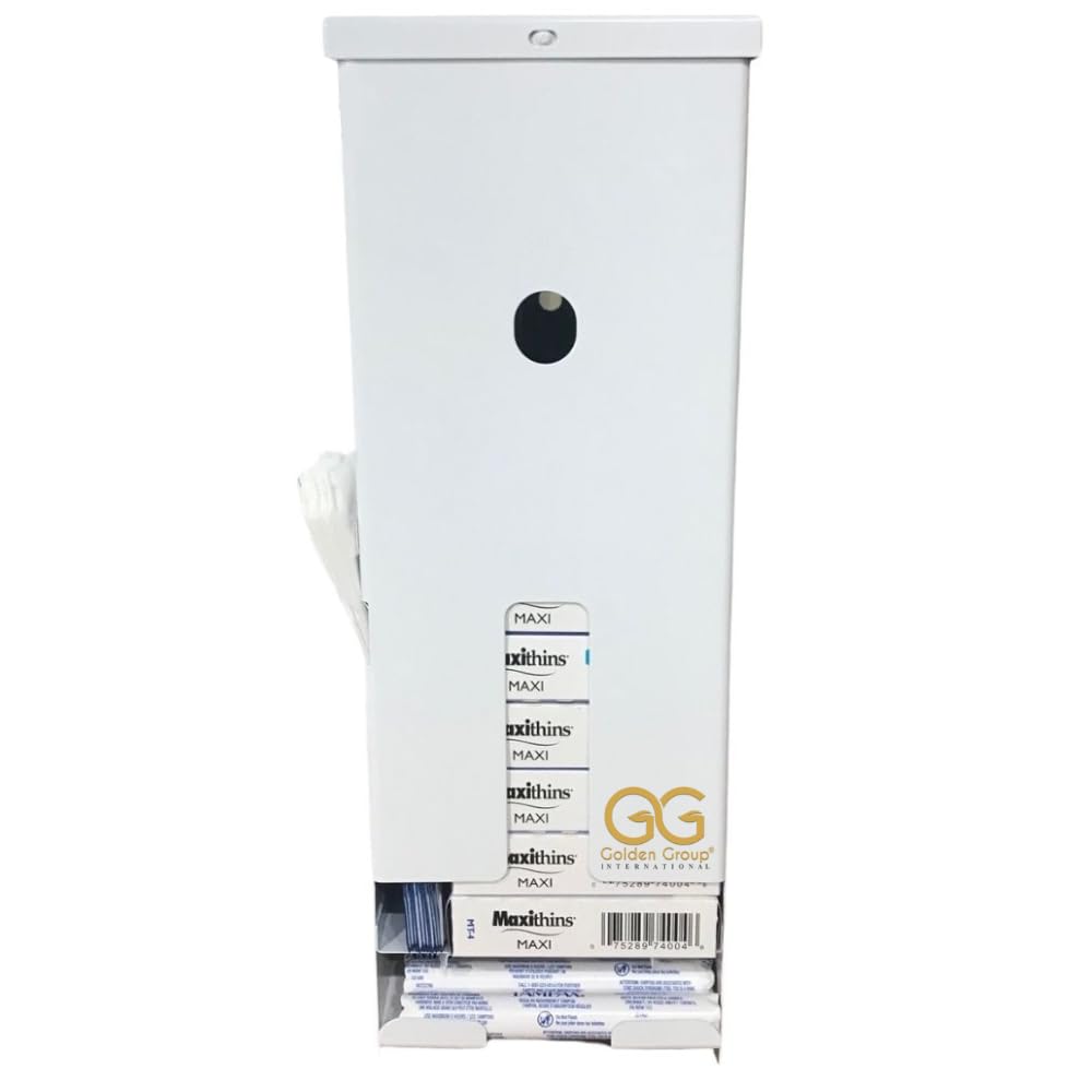 Durable White Steel Dual Tampon and Pad Dispenser - Free Vending Machine for Women's Restroom, Office, and Public Spaces