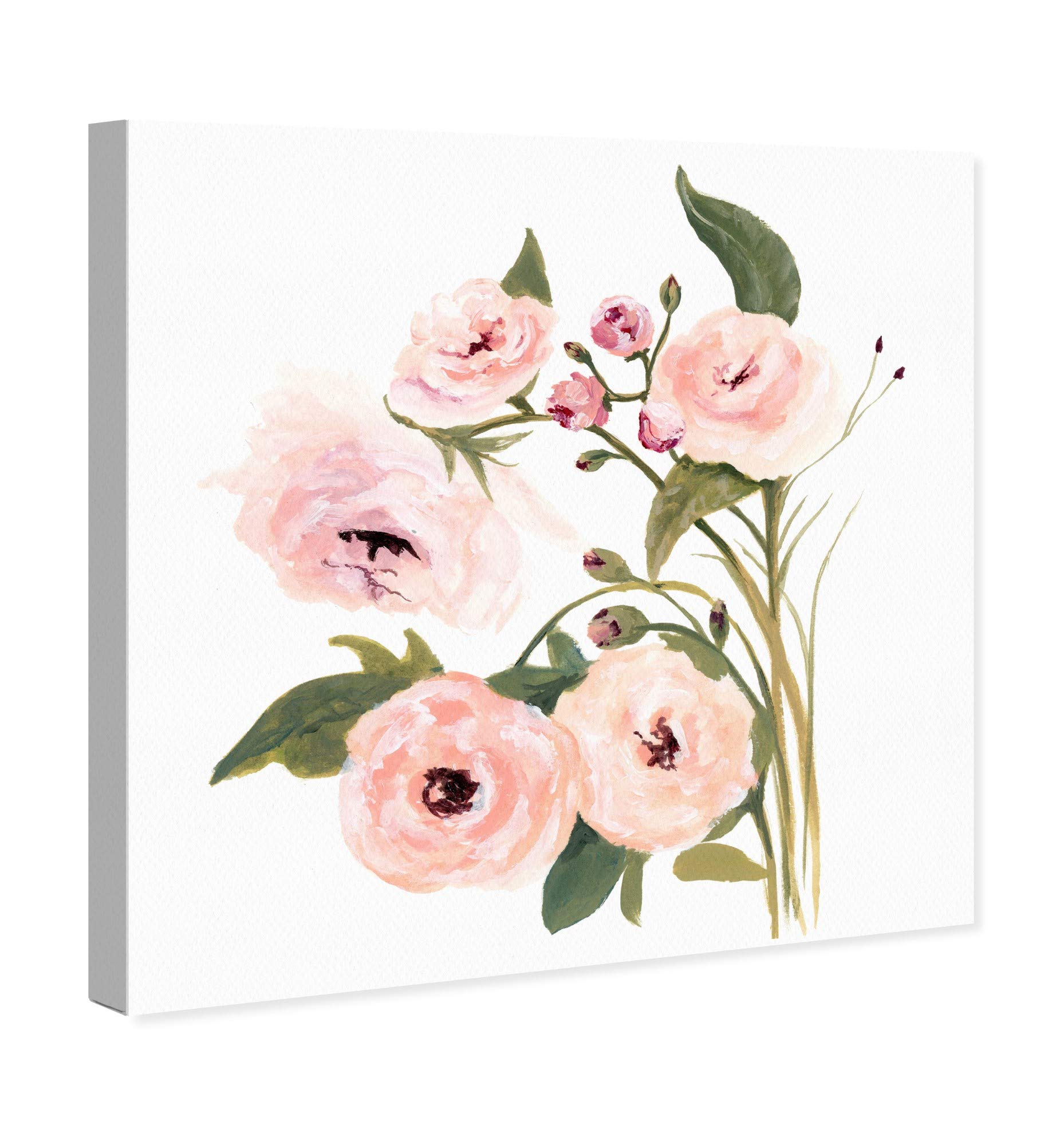 Wynwood Studio 'Blush Garden' Botanical Wall Art - 30x30 Inch Floral Canvas Print in White & Pink for Living Room, Bedroom, Office Décor