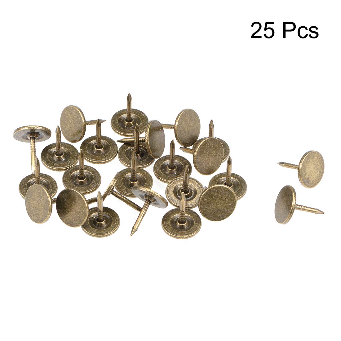 uxcell 11mmx13mm Bronze Flat Head Upholstery Nails Tacks - 25 Pcs for Furniture, Sofa, Headboard Repair & DIY Home Decor Projects