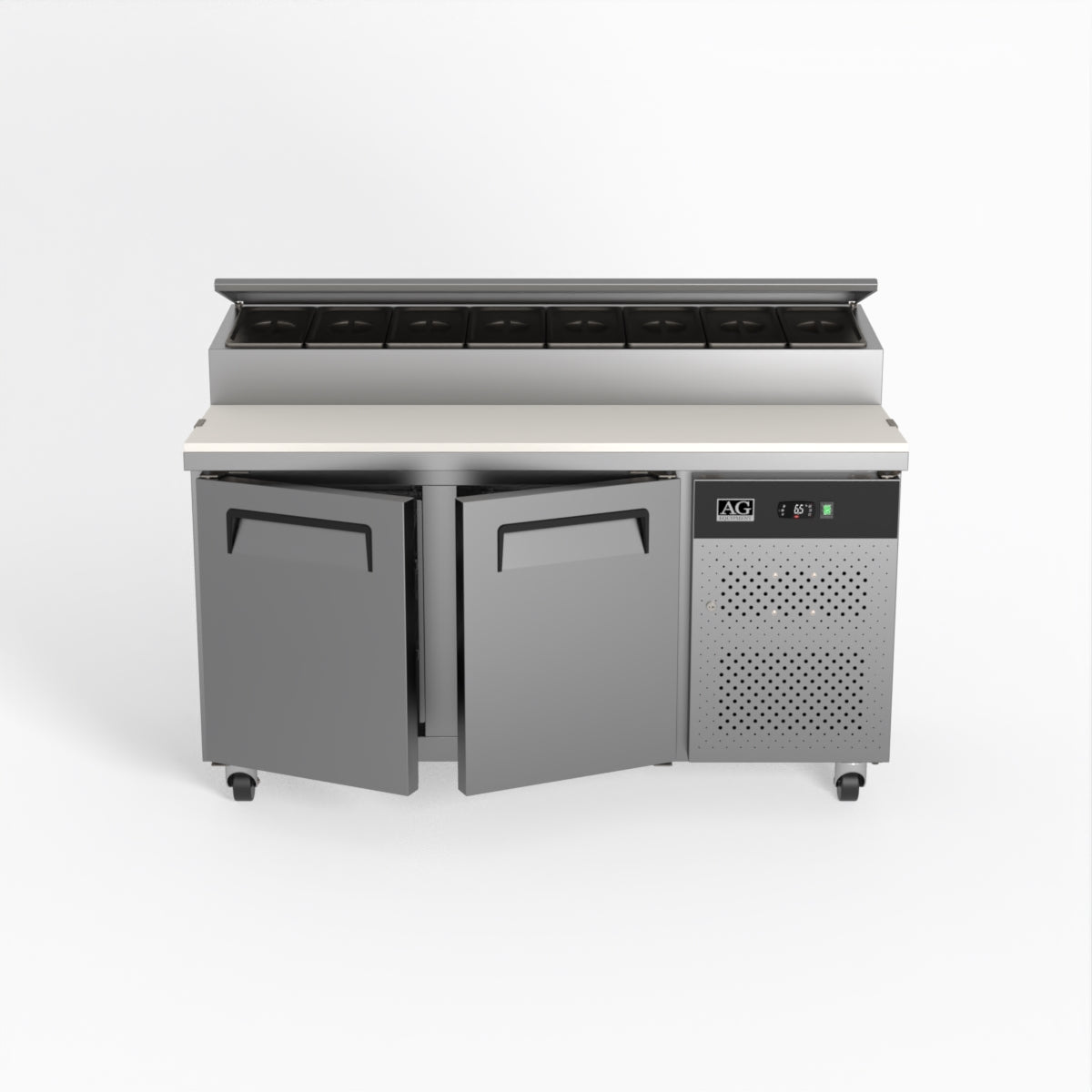 AG 2 Door Saladette Refrigerator with 8 x 1/3 GN Trays - Commercial Kitchen & Restaurant Use