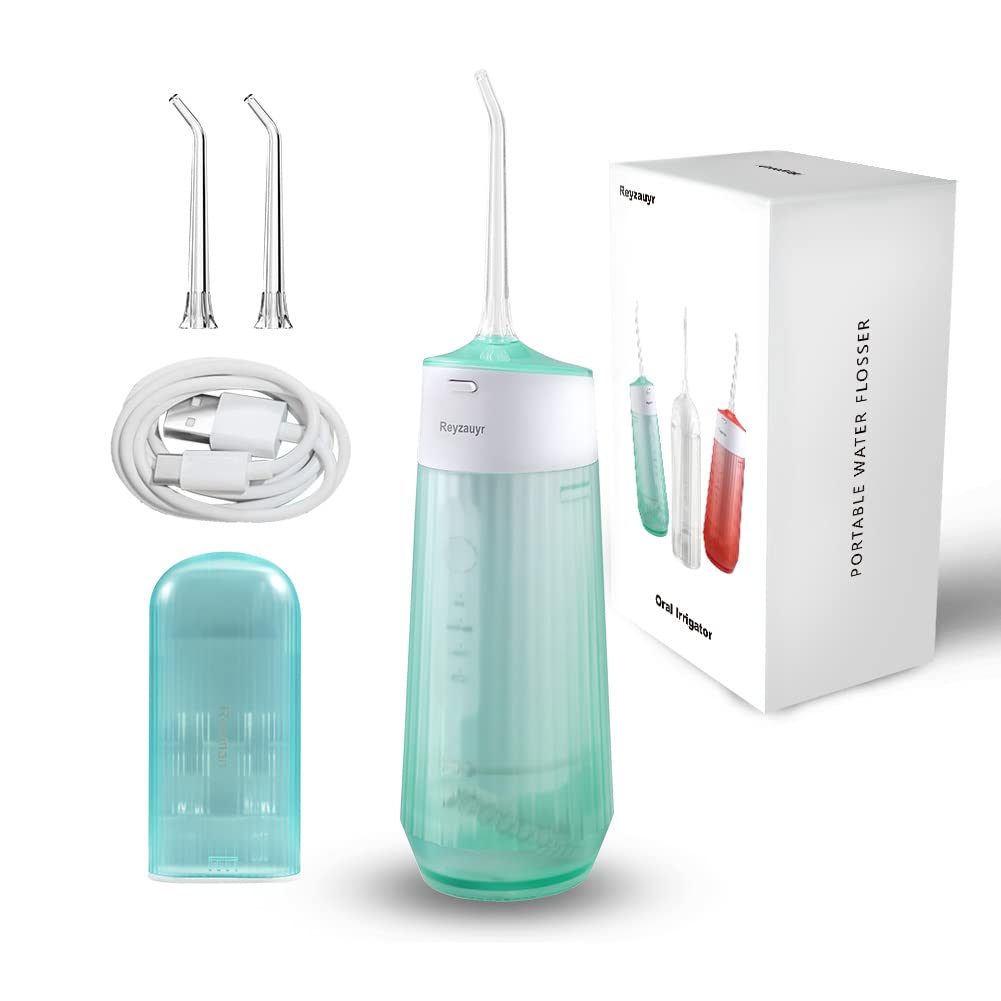 Rechargeable Cordless Water Flosser for Teeth Cleaning - Portable Dental Care Water Pick with 160mL Tank, 3 Modes & 2 Tips (Ice Blue) - Perfect for Braces, Gums, Home Use & Travel - IPX7 Waterproof & Compact Design