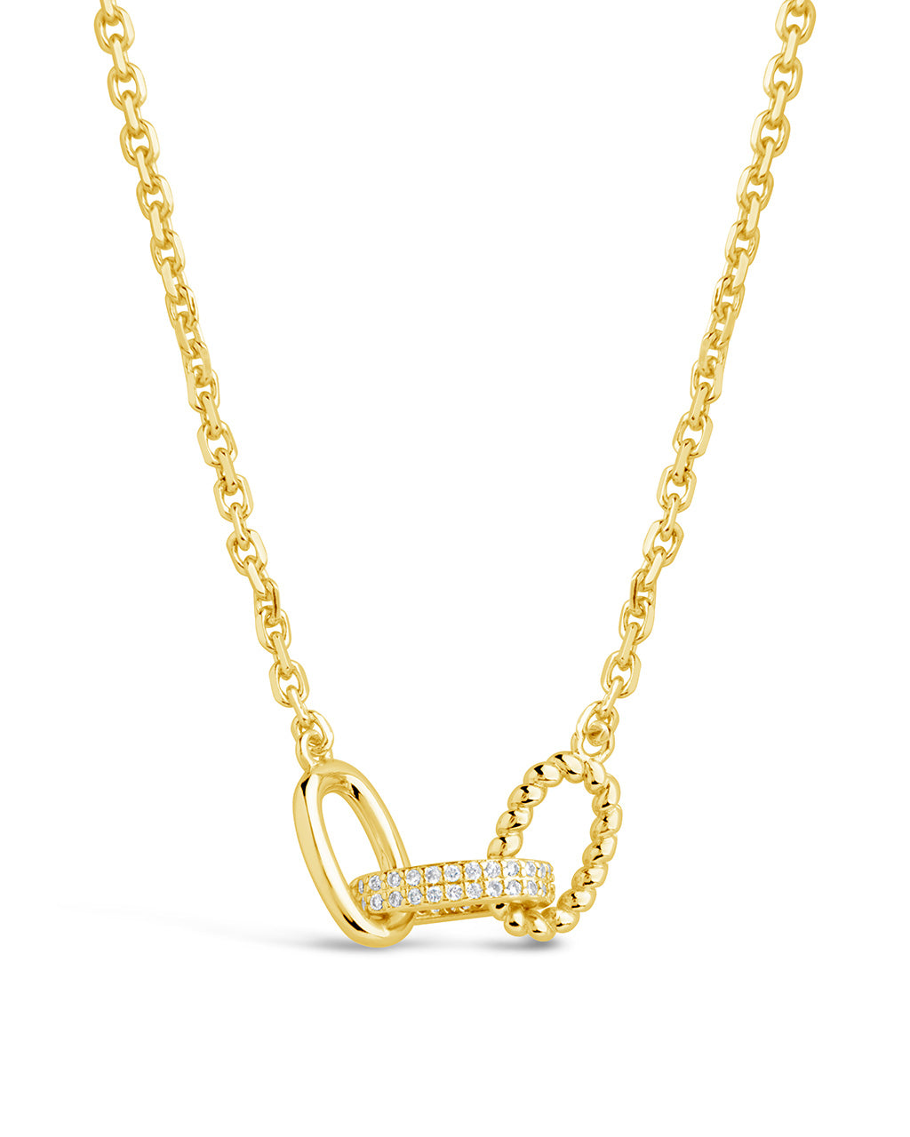 Journi CZ Interlocking Chain Pendant Necklace for Women - Cubic Zirconia Gold Layered Jewelry - Perfect for Date Night, Wedding & Everyday Elegance