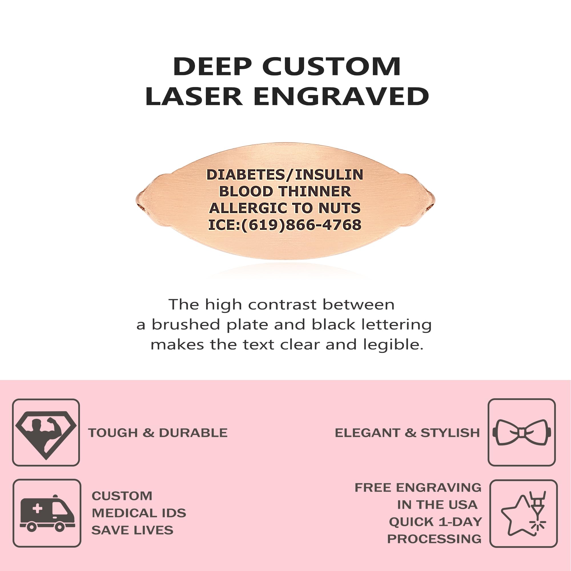 Divoti Personalized Engraved Medical ID Alert Bracelets for Women - Stylish & Durable Stainless Steel - Perfect for Allergies, Diabetes & Emergency Medical Identification