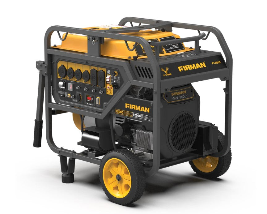 Firman P12002 12000W/15000W 50 Amp Electric Start Gas Generator with CO Alert - Portable Power for Home Backup, Camping & Outdoor Events