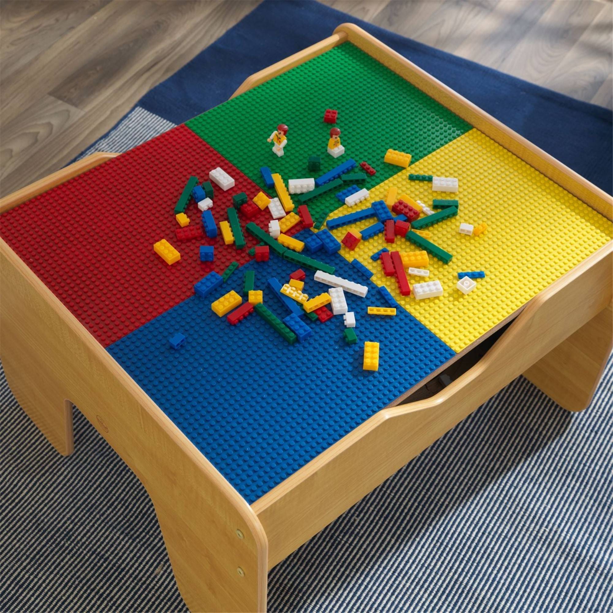 KidKraft 2-in-1 Kids Activity Table with Chalkboard & Storage - Natural Wooden Play Table for Toddlers - Perfect for Arts, Crafts & Learning Activities at Home or Preschool