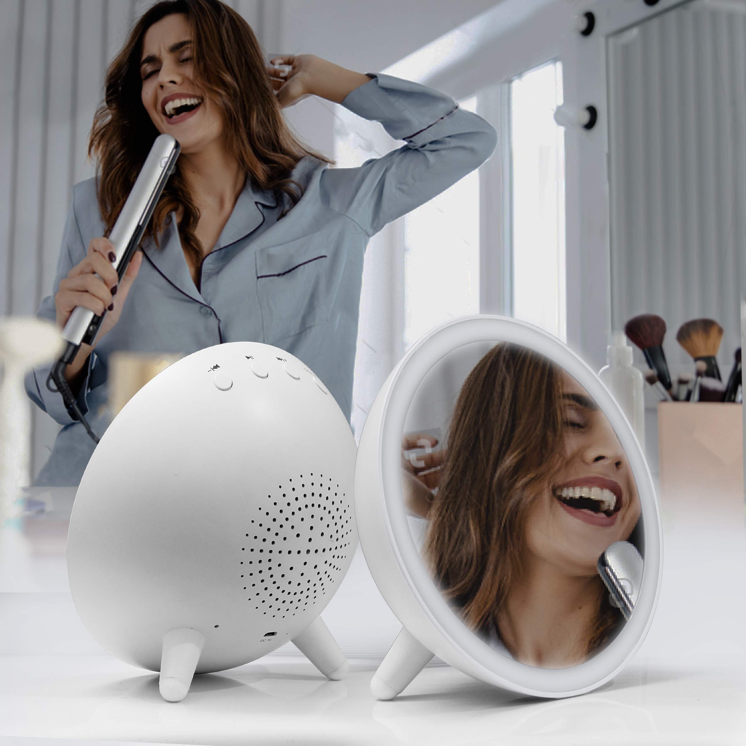 Aduro LED Vanity Mirror with Lights & Bluetooth Speaker - Wireless Rechargeable Makeup Mirror for Home & Travel - Perfect for Beauty, Skincare, and Music Lovers