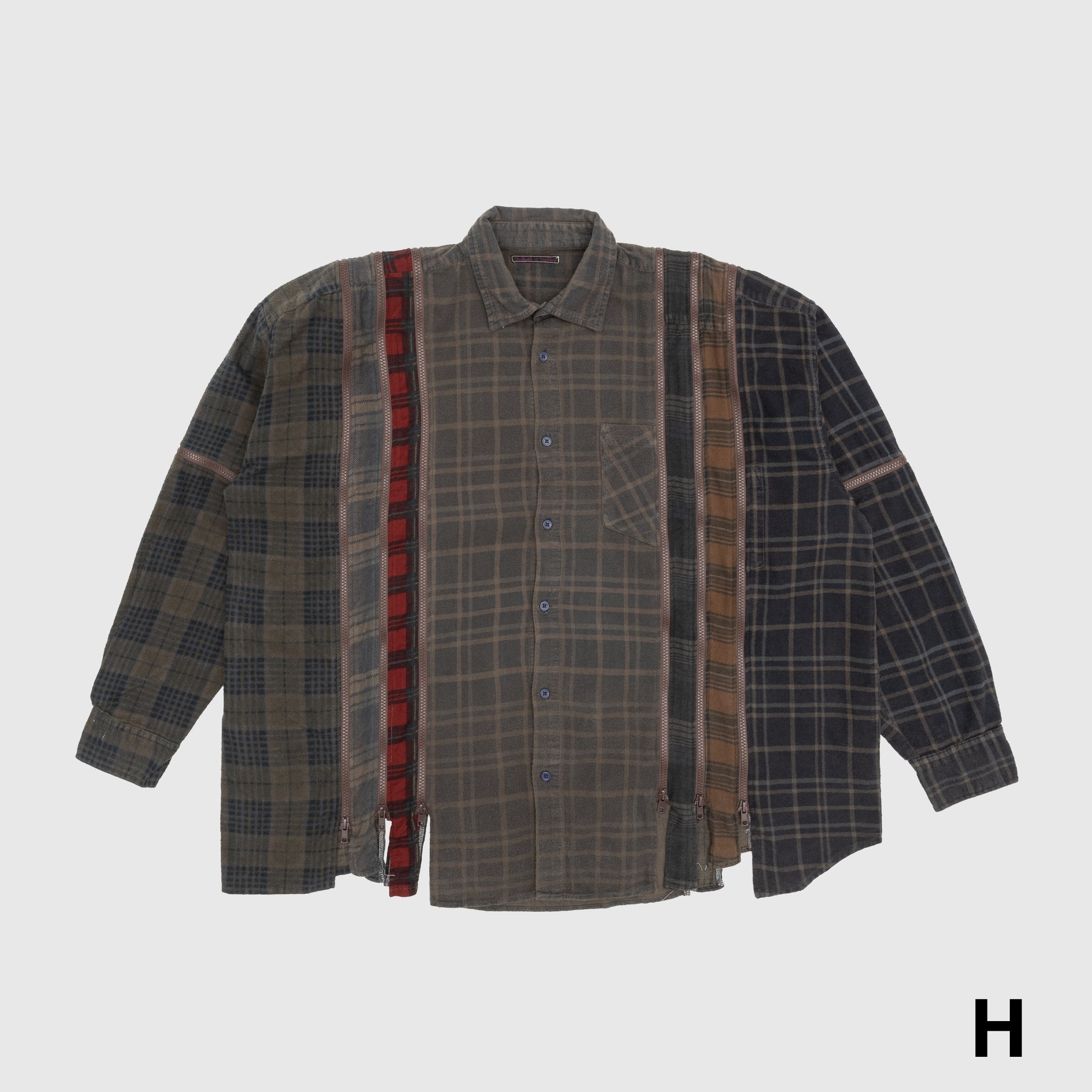Rebuild by Needles 7 Cuts Zipped Wide Shirt - Oversized Casual Streetwear for Men | Perfect for Layering & Urban Fashion Outfits