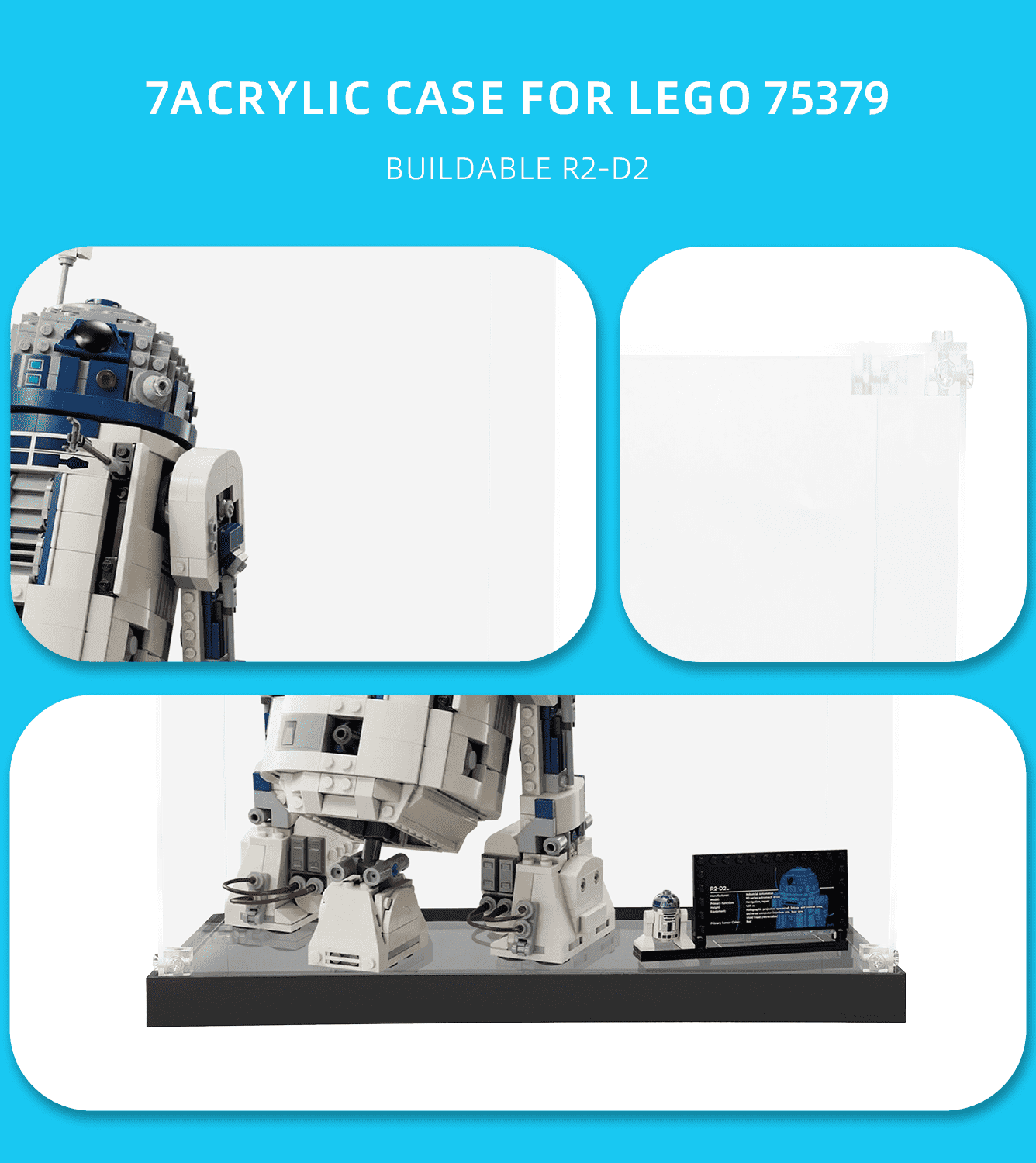 LEGO Buildable R2-D2 75379 Display Case - Clear Acrylic Showcase for Star Wars Collectibles - Perfect for Home Decor, Office Display & Gift Giving
