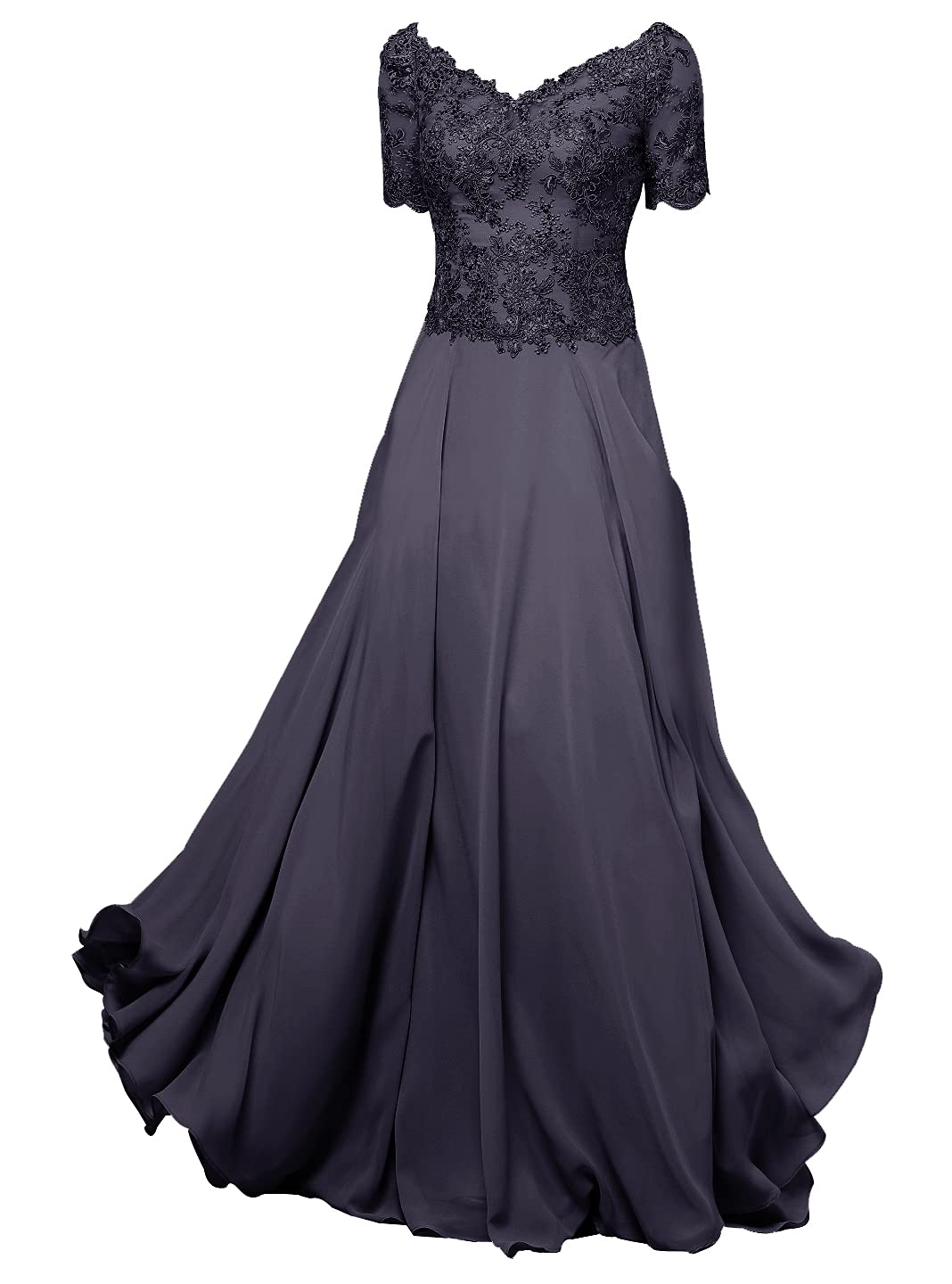 Elegant Mother of the Bride Dresses - Women's Long Chiffon Evening Gown with Short Sleeves for Wedding Guest | Perfect for Formal Events, Cocktail Parties & Special Occasions