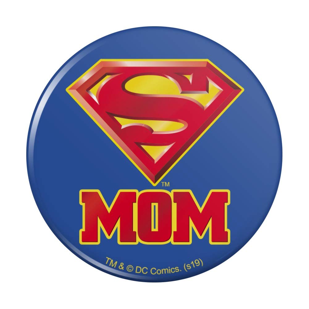 Superman Super Mom Shield Logo Pinback Button - Collectible Enamel Pin for Backpacks, Jackets & Gifts - Perfect for Cosplay, Conventions & Superhero Fans