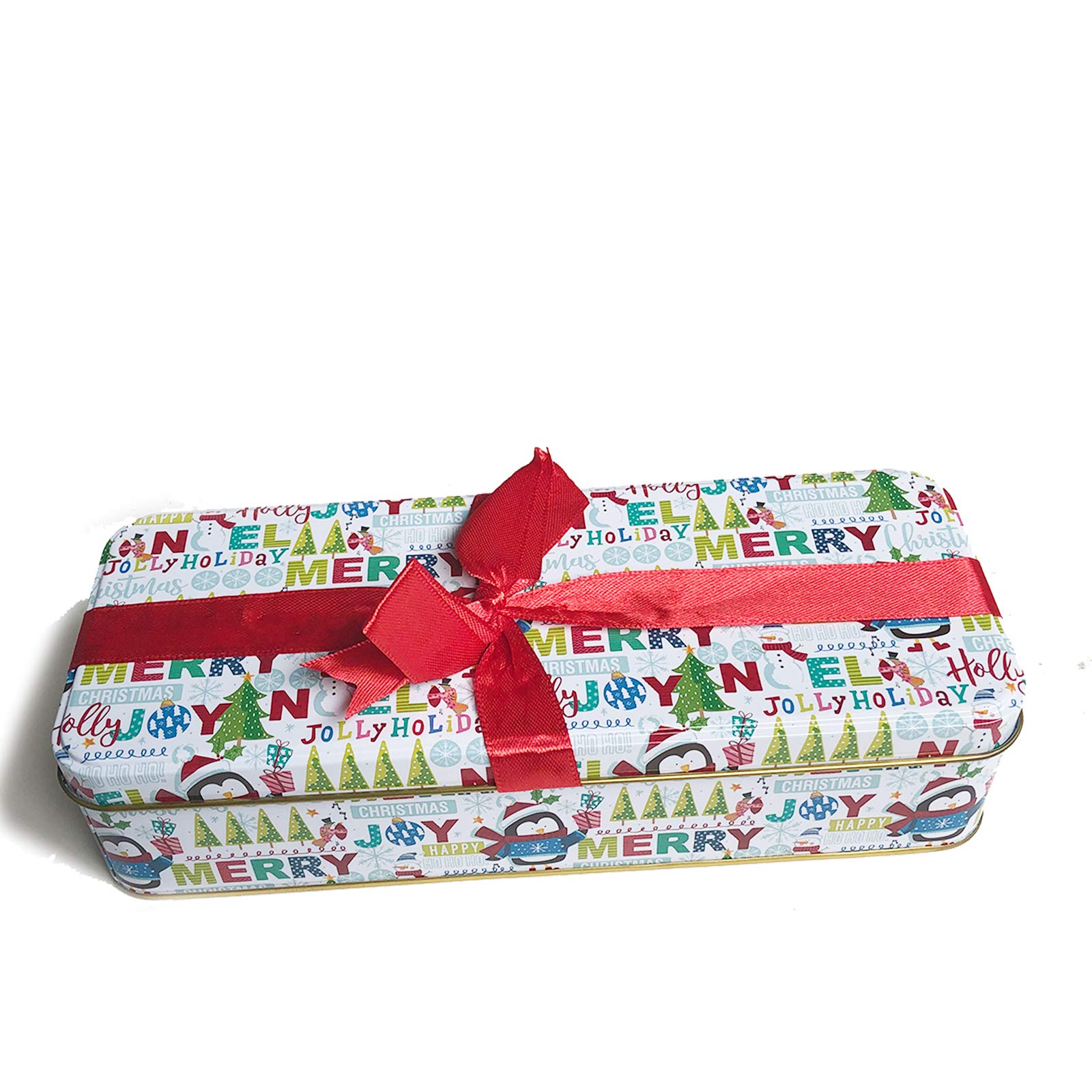 Elegant White Christmas Cookie Tins with Lids - Set of 2 Rectangular Gift Containers for Holiday Treats, Candy, Ginger Snaps & Snack Exchange | Perfect for Cookie Swaps, Party Favors & Festive Gift Giving