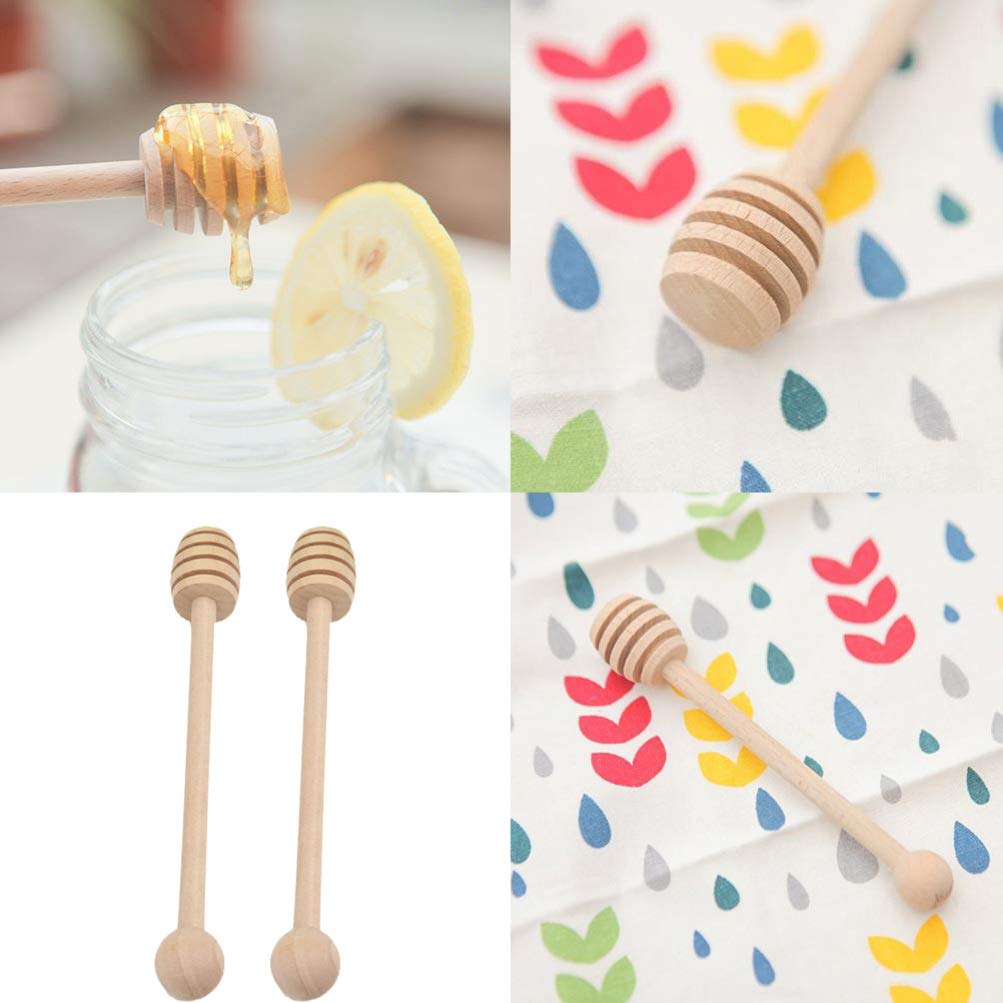 2pcs Natural Wood Honey Dippers - Perfect for Stirring Honey, Tea, Coffee & DIY Crafts - Eco-Friendly Kitchen Utensils for Home & Cafe Use