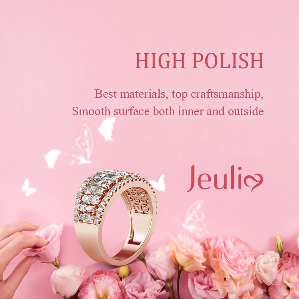 Jeulia 925 Sterling Silver Women's Diamond Band Ring - CZ Wedding, Engagement, Anniversary, Promise Ring Set for Bridal Jewelry | Perfect for Proposals, Bridal Parties, and Special Occasions