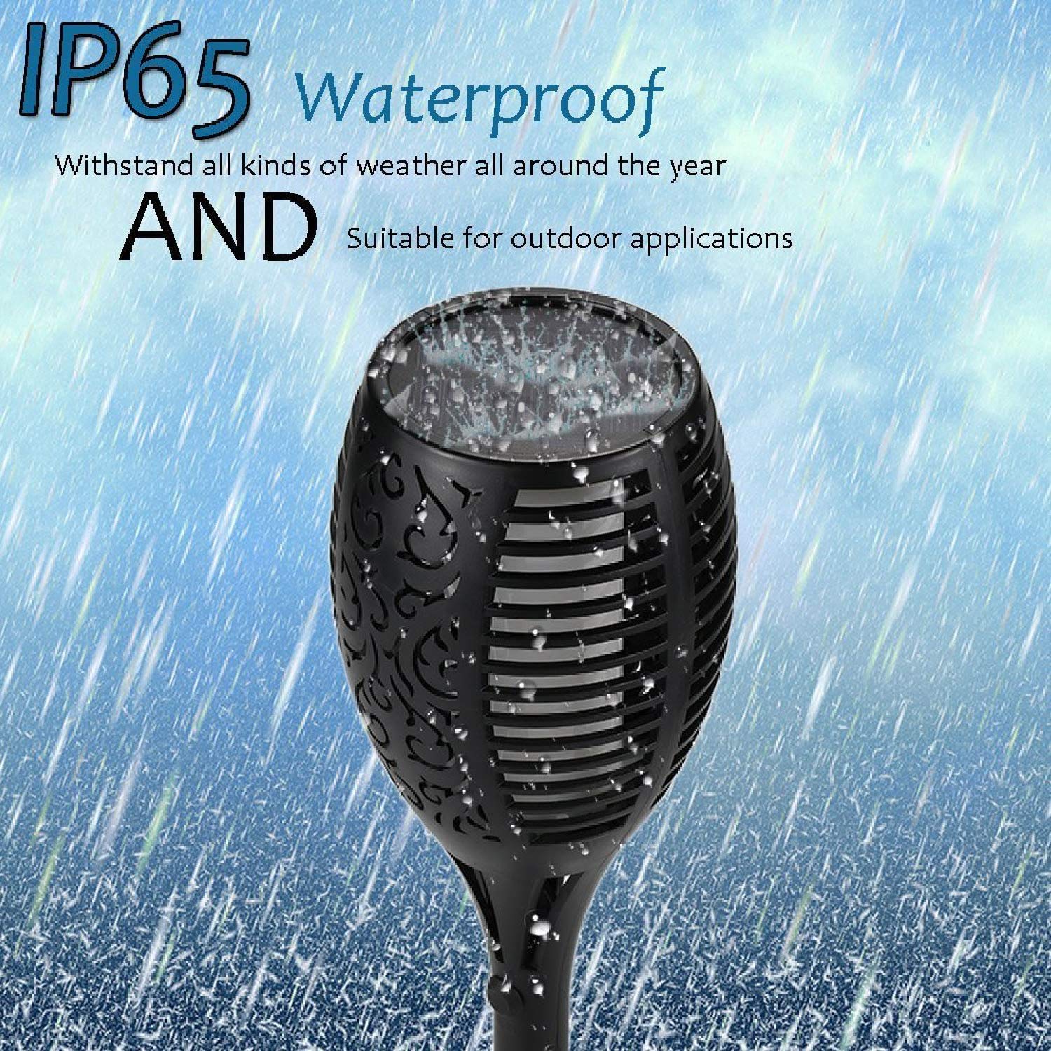 96 LED Solar Powered Flickering Flame Lights - Waterproof Outdoor Torch Lights with Auto Dusk to Dawn Sensor - 10 Pack for Patio, Driveway, Garden, Pathway & Landscape Lighting Security