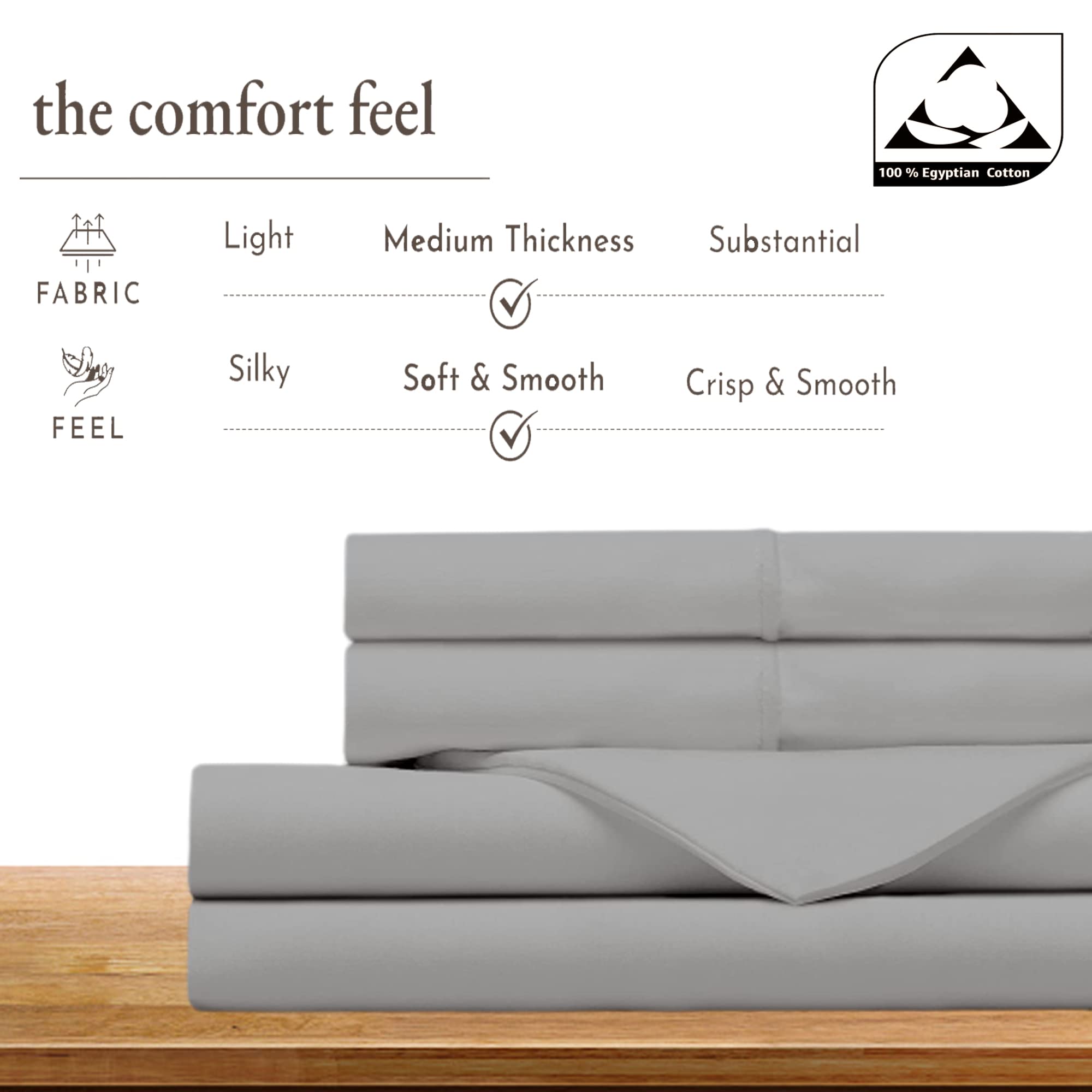 Premium 400 Thread Count Egyptian Cotton Bed Sheets - 4 Piece California King Size Sheet Set with 16