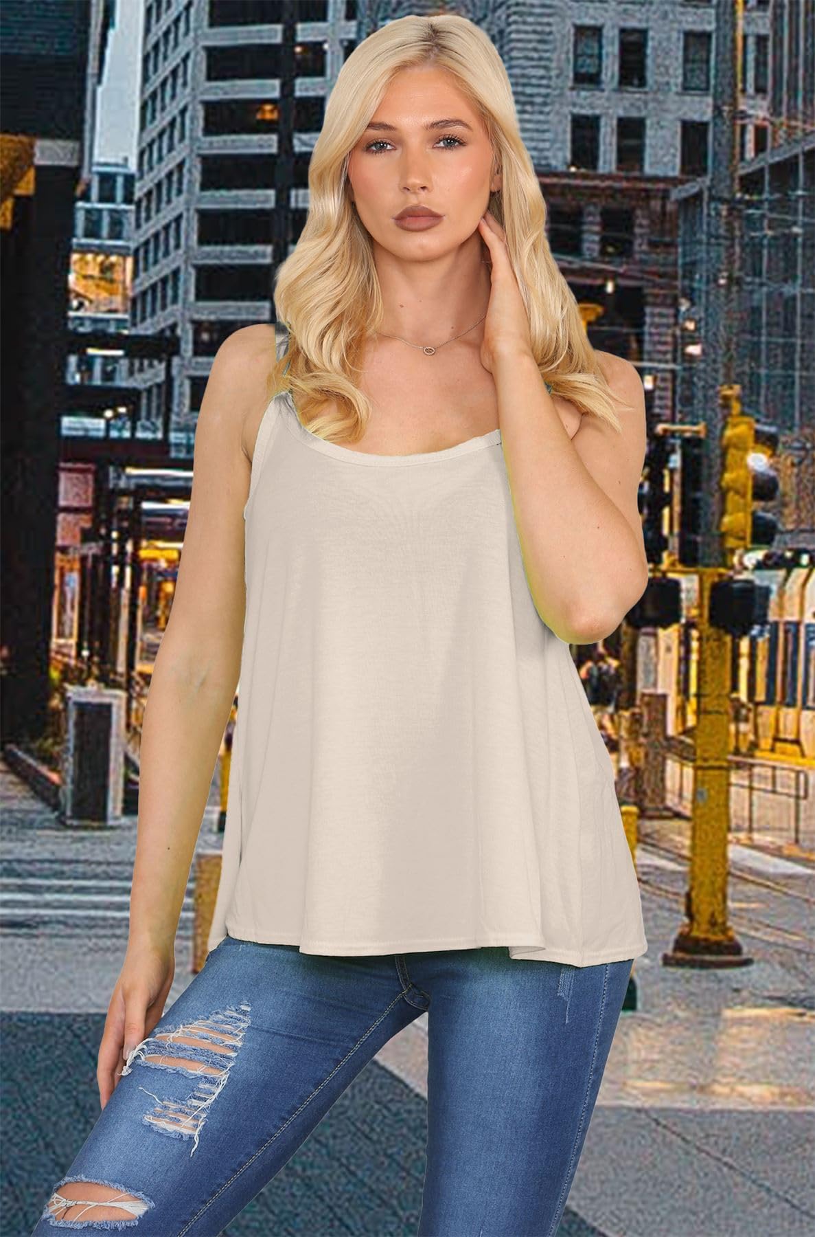 Janisramone® Women's Stretchy Sleeveless Camisole Tank Top - Soft Plain Summer Vest for Women | Perfect for Beach, Vacation & Casual Outfits