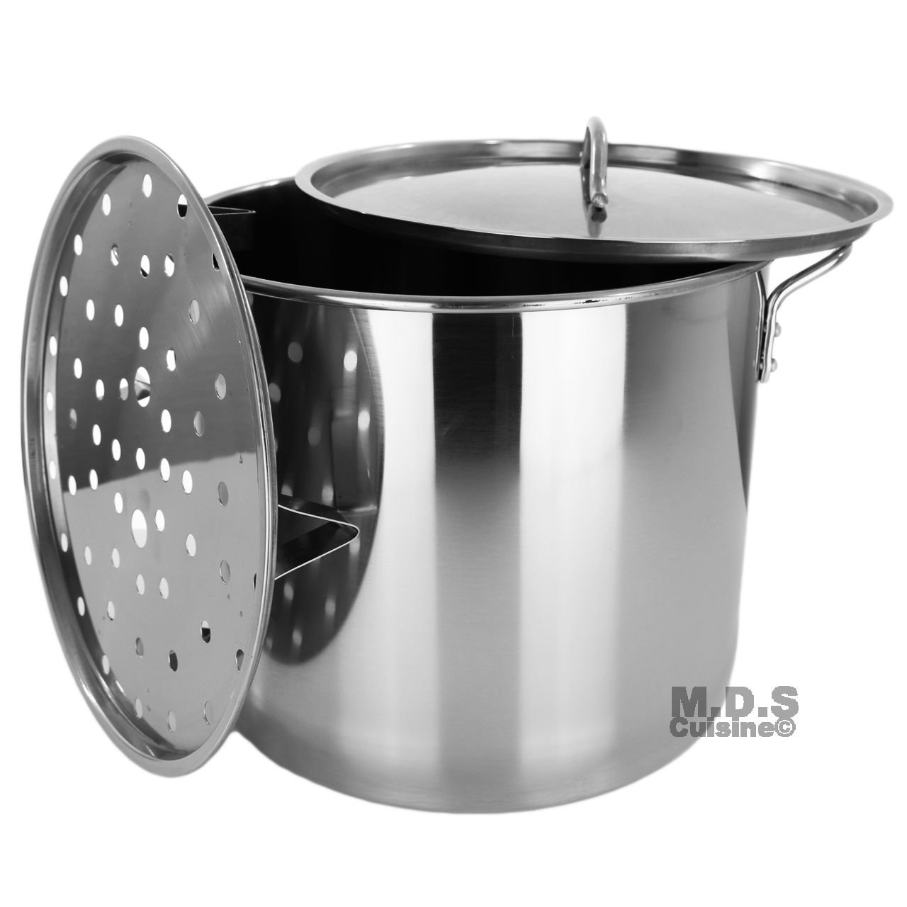 40QT Stainless Steel Stock Pot with Lid - Heavy Duty 10 Gauge Brewing, Steaming & Cooking Pot for Tamales, Canning, Soups & Large Batch Meals - Perfect for Home Kitchens & Commercial Use