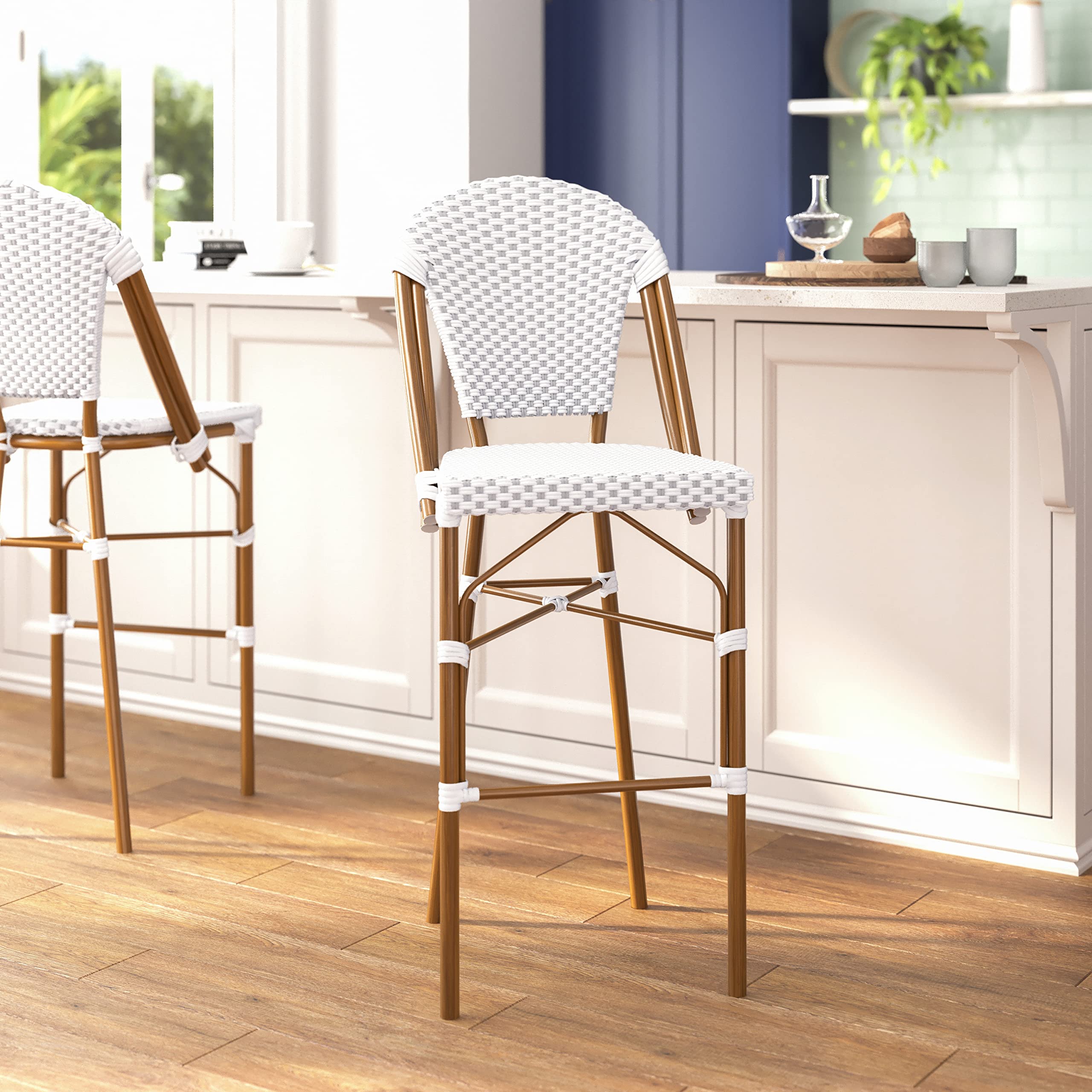 Flash Furniture Lourdes Commercial Grade Bistro Bar Stools, Set of 2 - 30