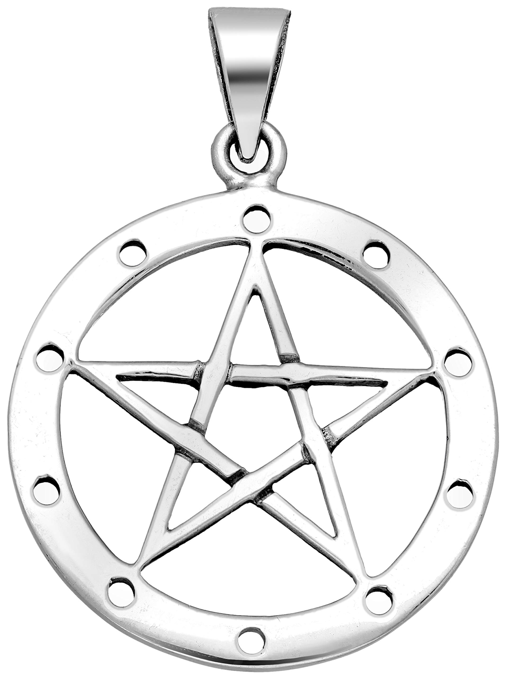 Star Pentacle Elemental Protection Sterling Silver Pendant Necklace - 18 Inch Chain for Wiccan Rituals & Spiritual Jewelry - Perfect for Pagan Ceremonies, Meditation & Everyday Wear
